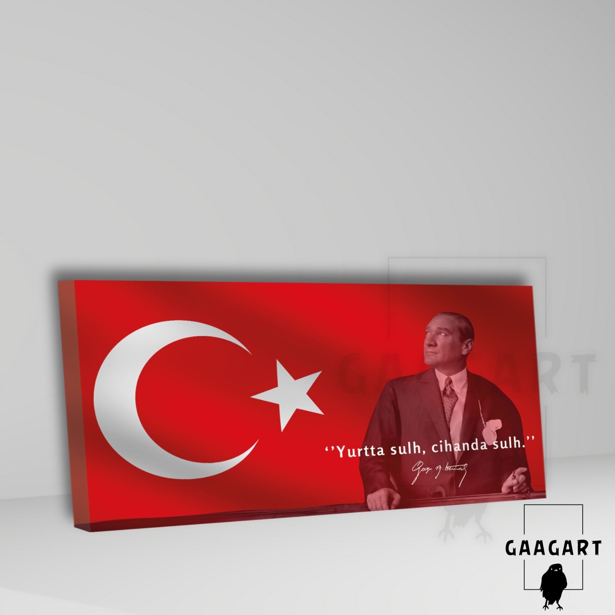 Panoramik Kanvas Makam Panosu Atatürk Sözleri ‘’Yurtta sulh, cihanda sulh.’’