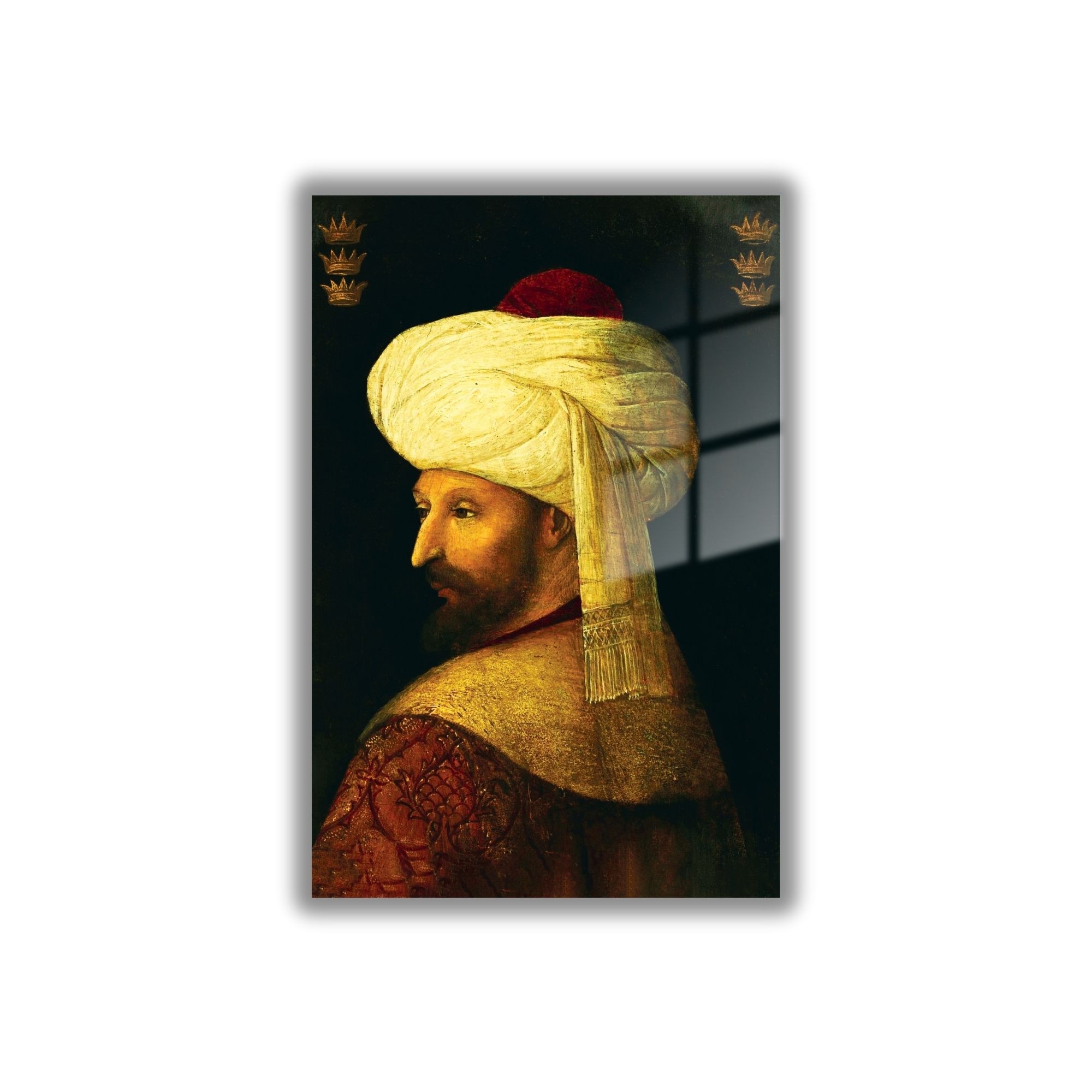 Temperli Gerçek Cam Tablo Fatih Sultan Mehmet Portresi