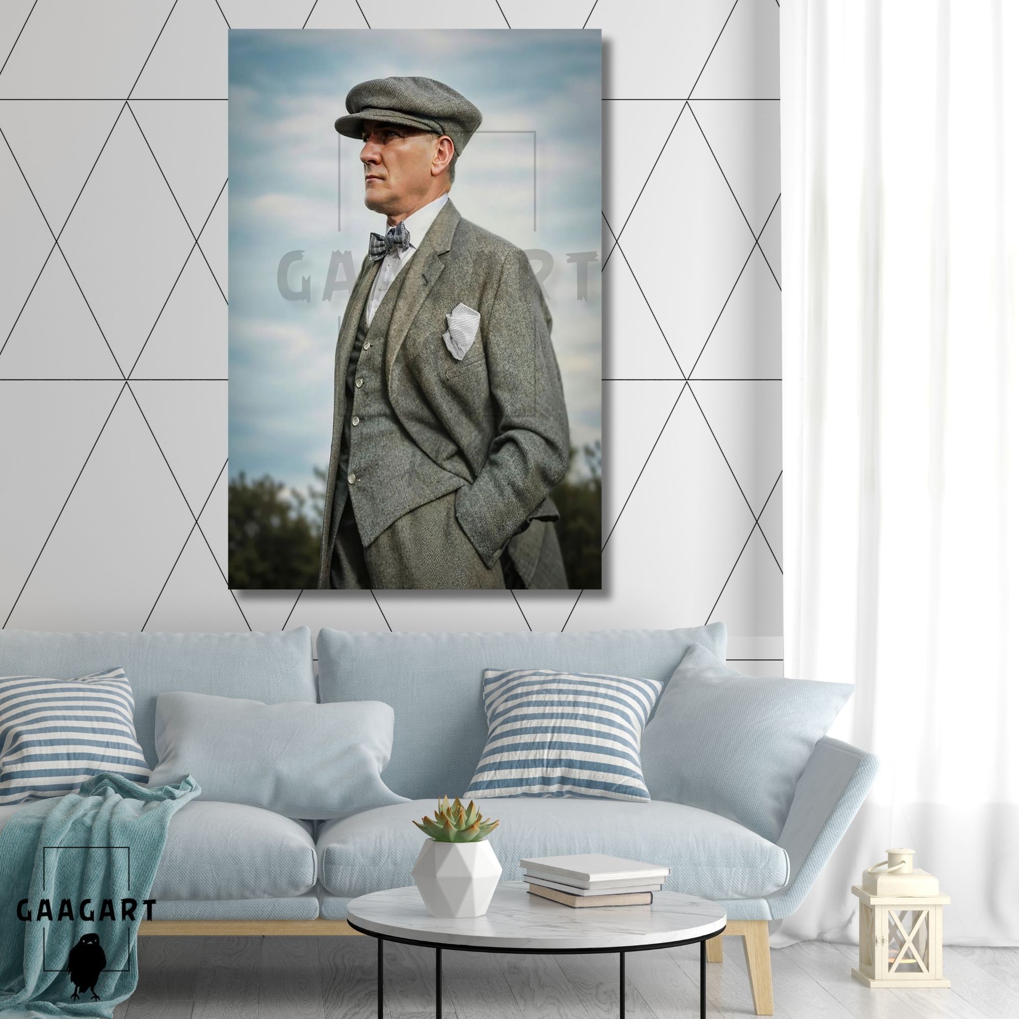 Tekli Dikey Kanvas Duvar Tablosu Elleri Ceplerinde Atatürk