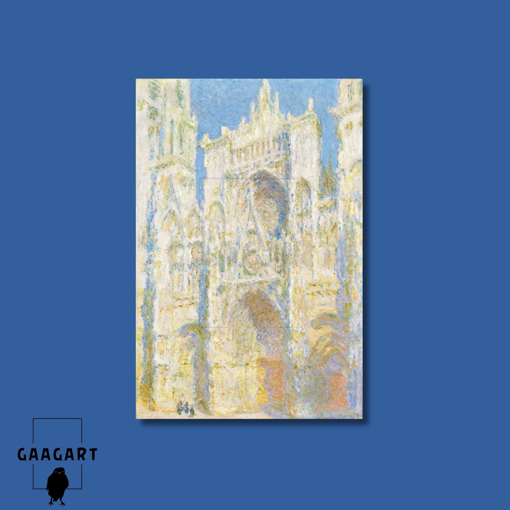 Tekli Dikey Kanvas Claude Monet Rouen Cathedral West Façade Sunlight