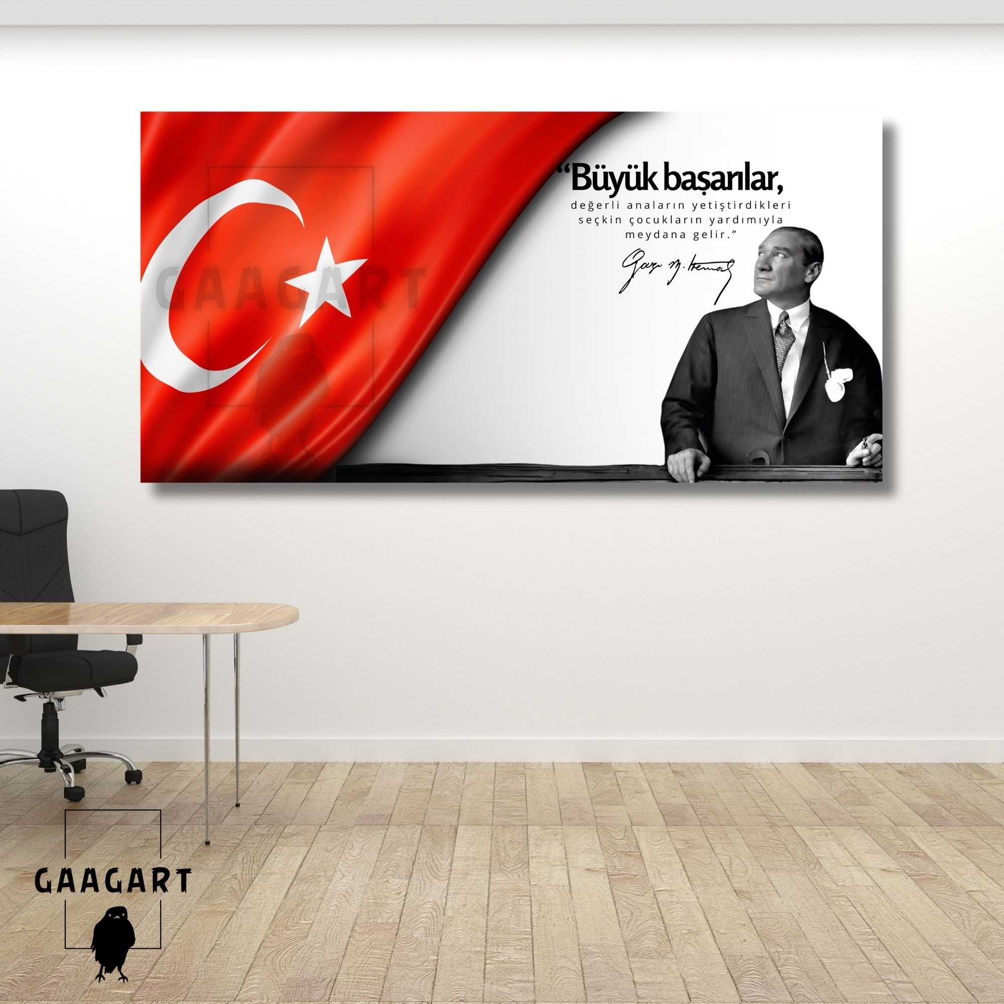 Panoramik Kanvas Makam Panosu Atatürk ve Bayrak Anneler Hakkında Sözü