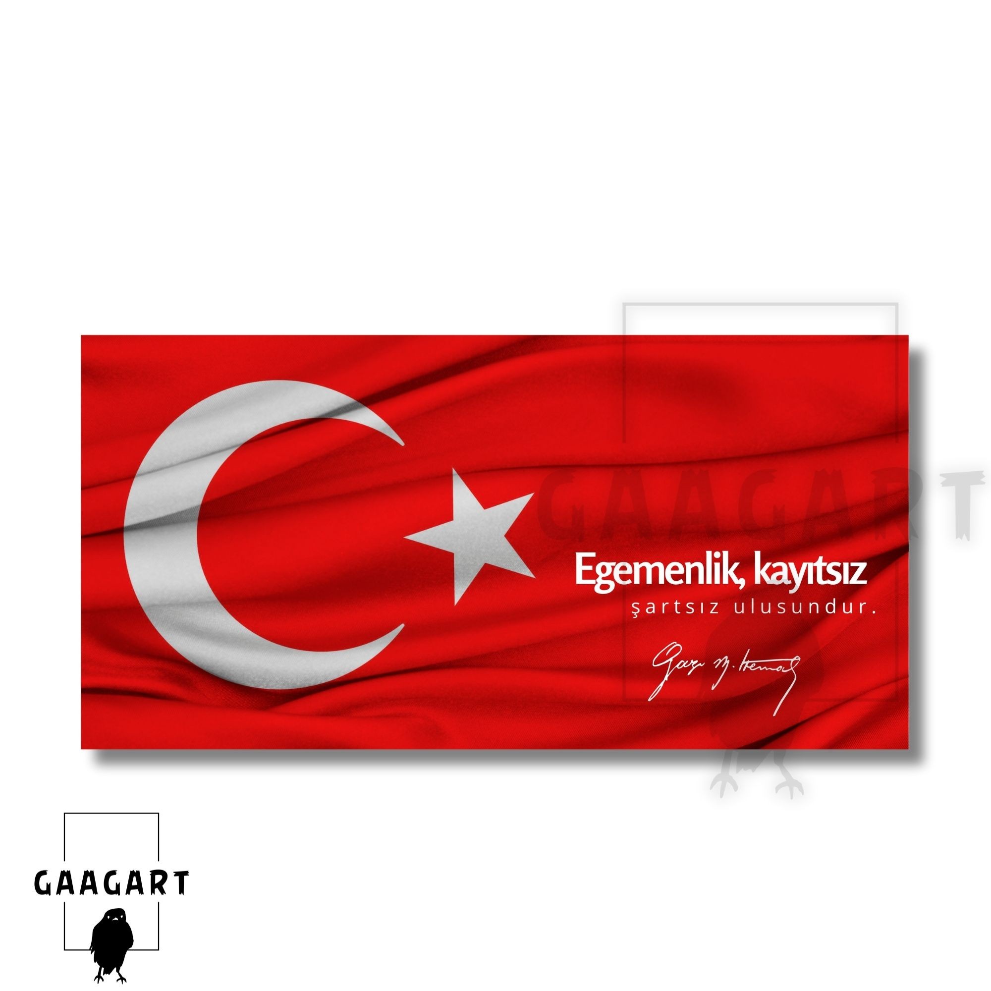Panoramik Kanvas Makam Panosu Türk Bayrağı Atatürk ''Egemenlik, kayıtsız şartsız ulusundur. ''