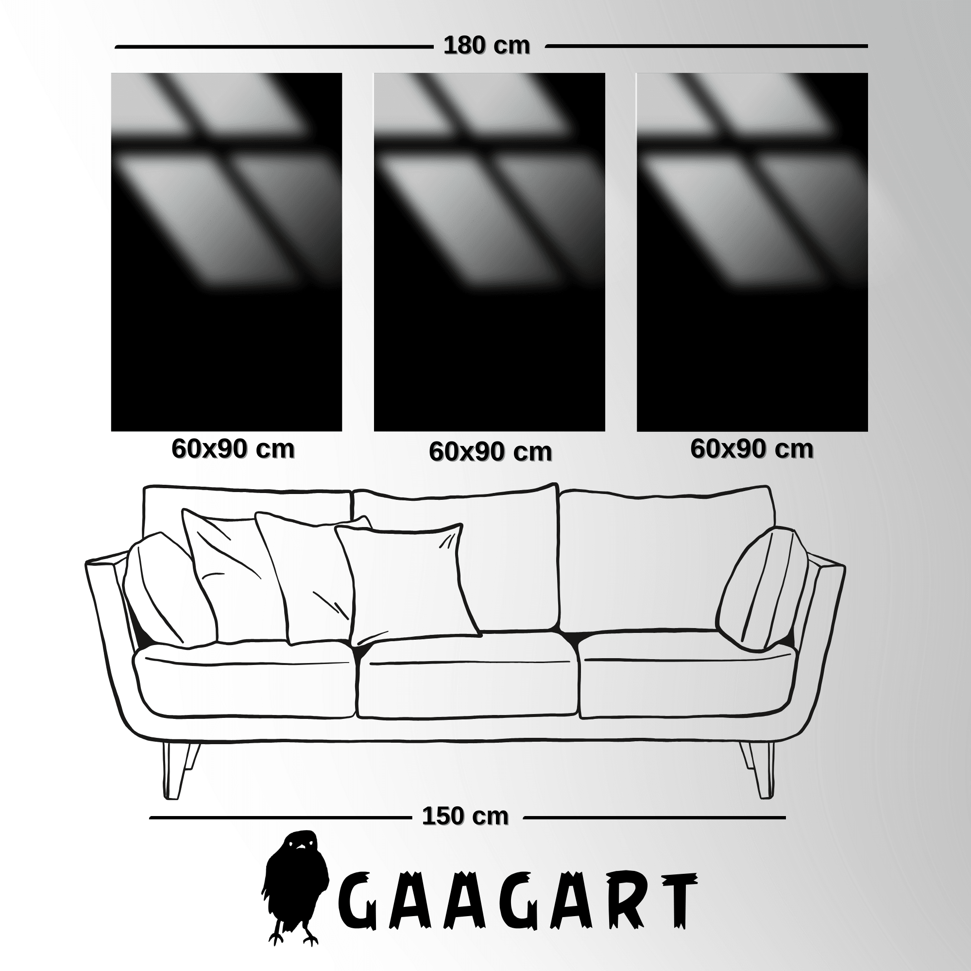 3'lü Metal Çerçeveli Cam Tablo Seti Asil Friesian At Görseli