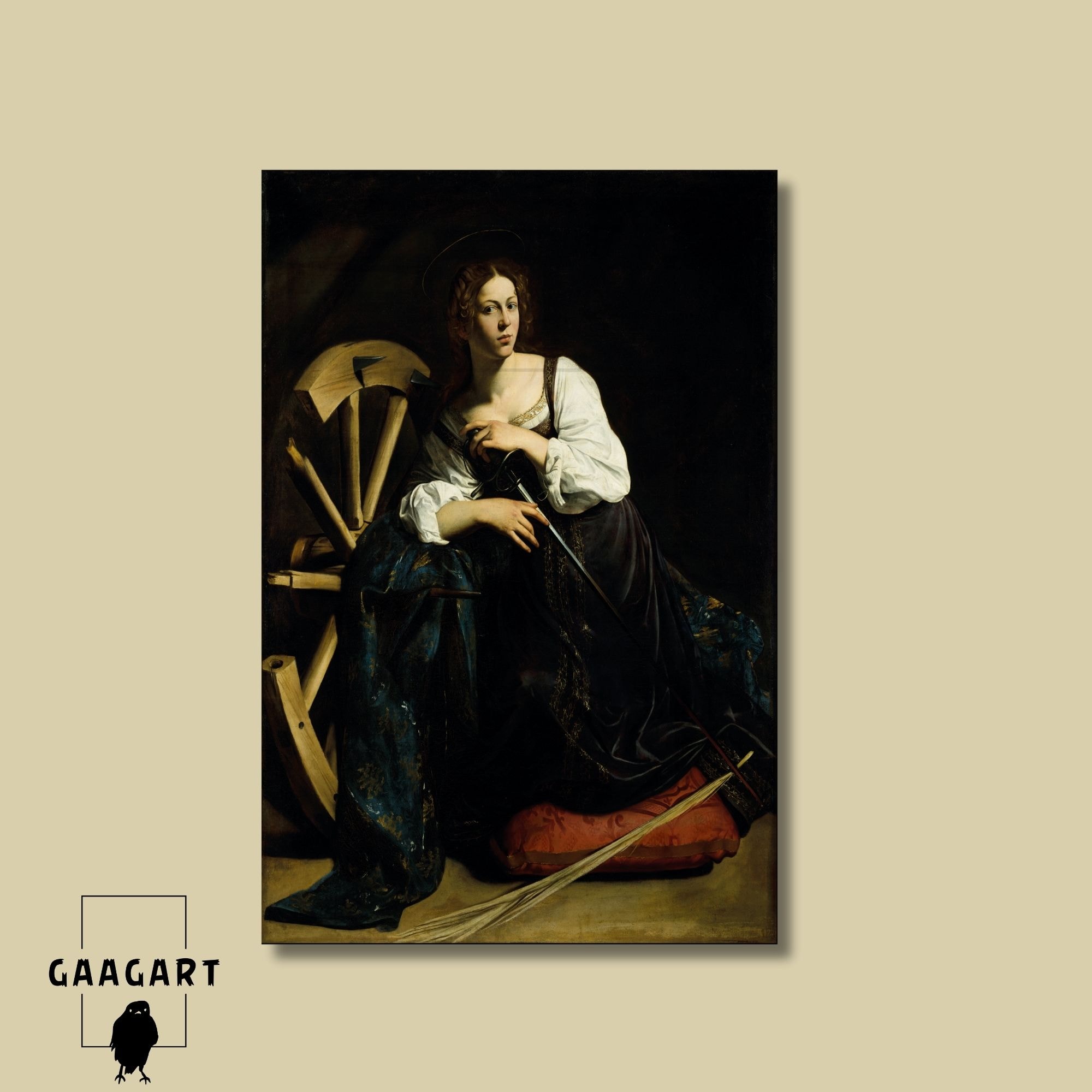 Tekli Dikey Kanvas Caravaggio İskenderiyeli Katerina