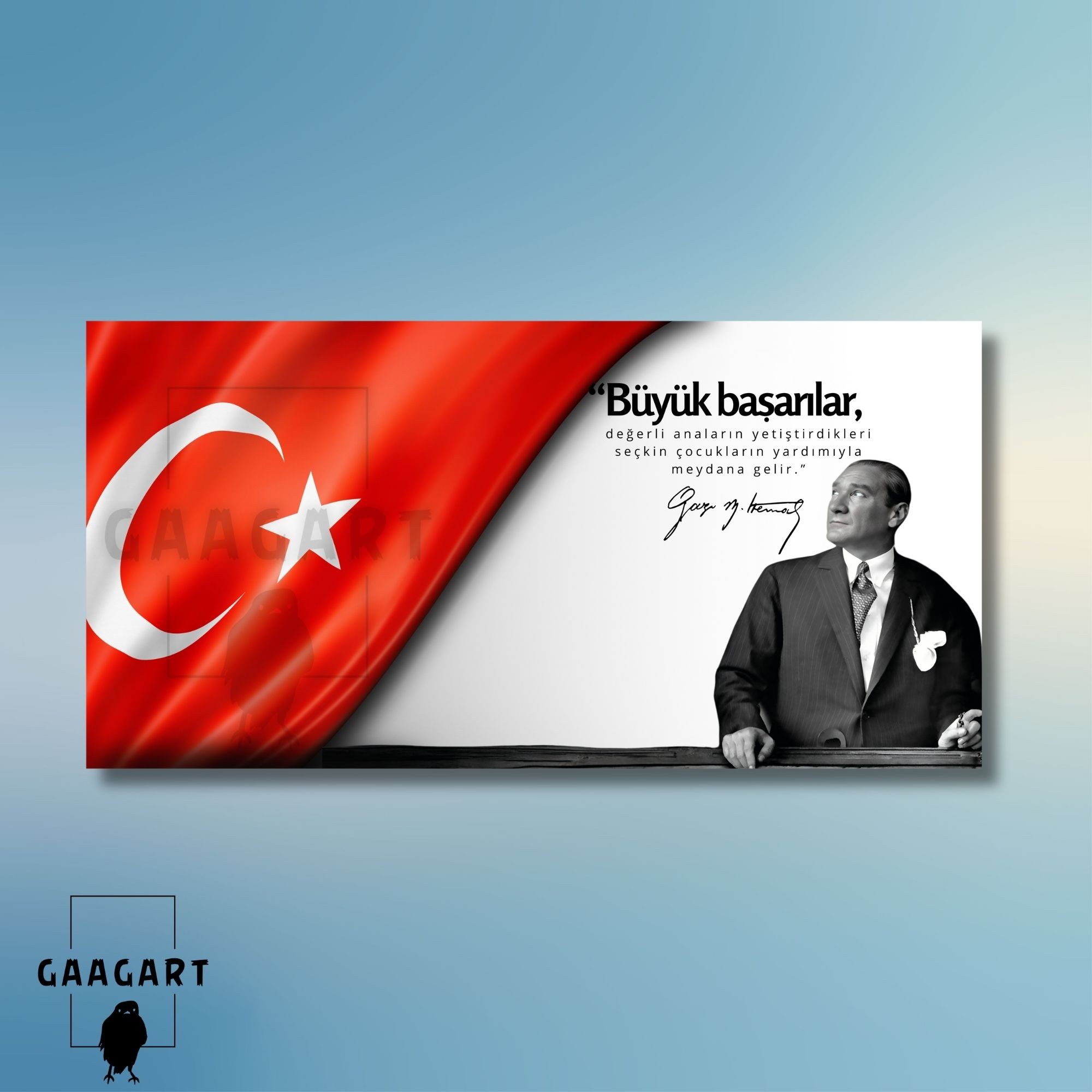 Panoramik Kanvas Makam Panosu Atatürk ve Bayrak Anneler Hakkında Sözü