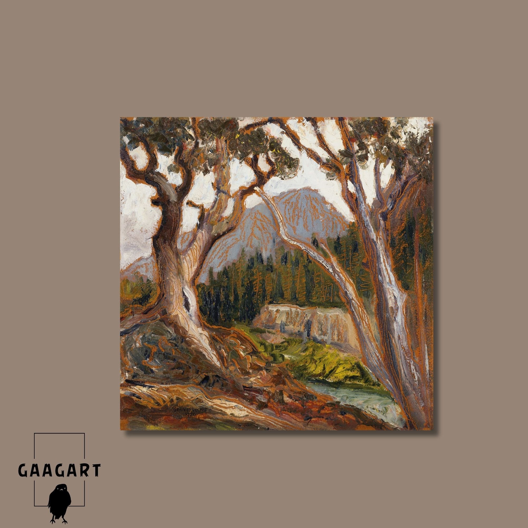 Kare Kanvas Tablo Ünlü Eserler Grant Wood-Long’s Peak from Loch Vale, Estes Park