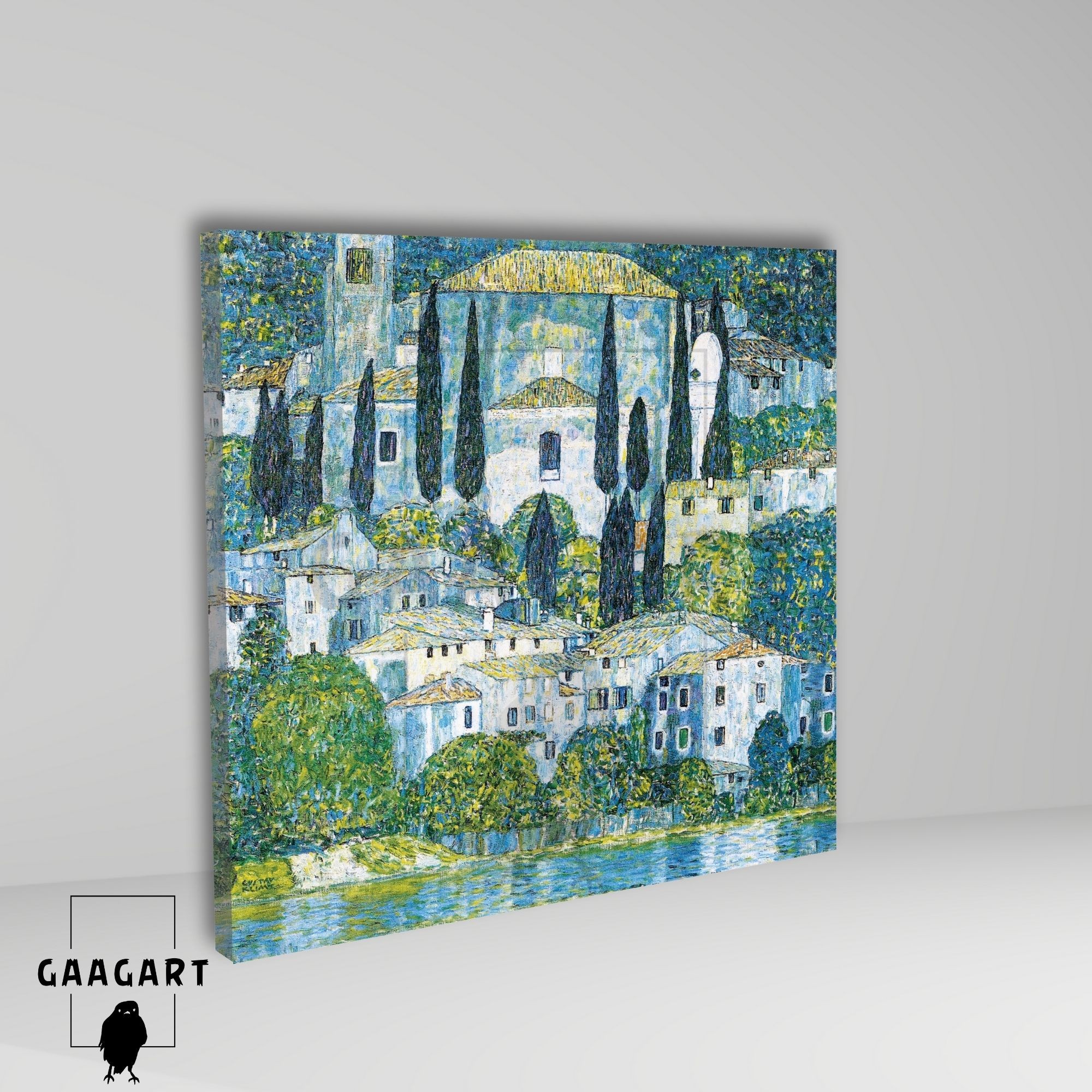 Kare Kanvas Tablo Ünlü Eserler G. Klimt-Church In Cassone Landscape With Cypressess