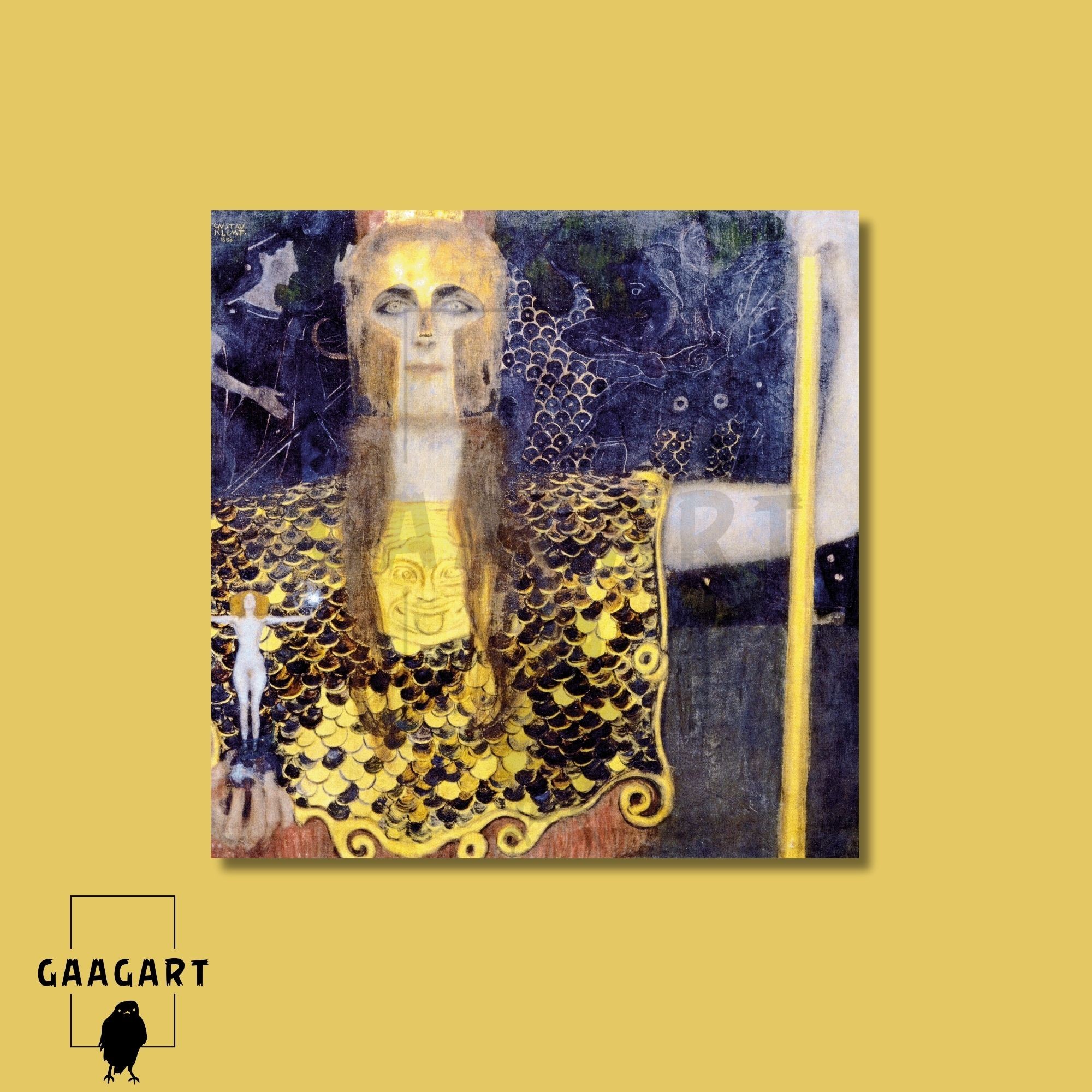 Kare Kanvas Tablo Ünlü Eserler Gustav Klimt Pallas Athene 1898