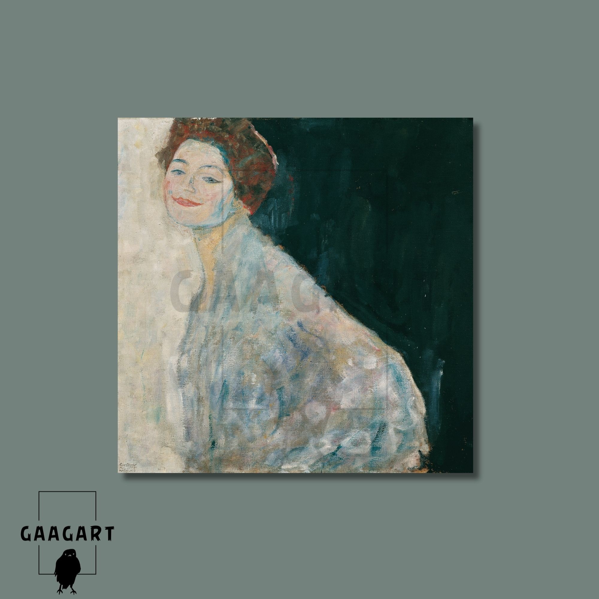 Kare Kanvas Tablo Ünlü Eserler Gustav Klimt-Dame in Weiß (1917-1918)