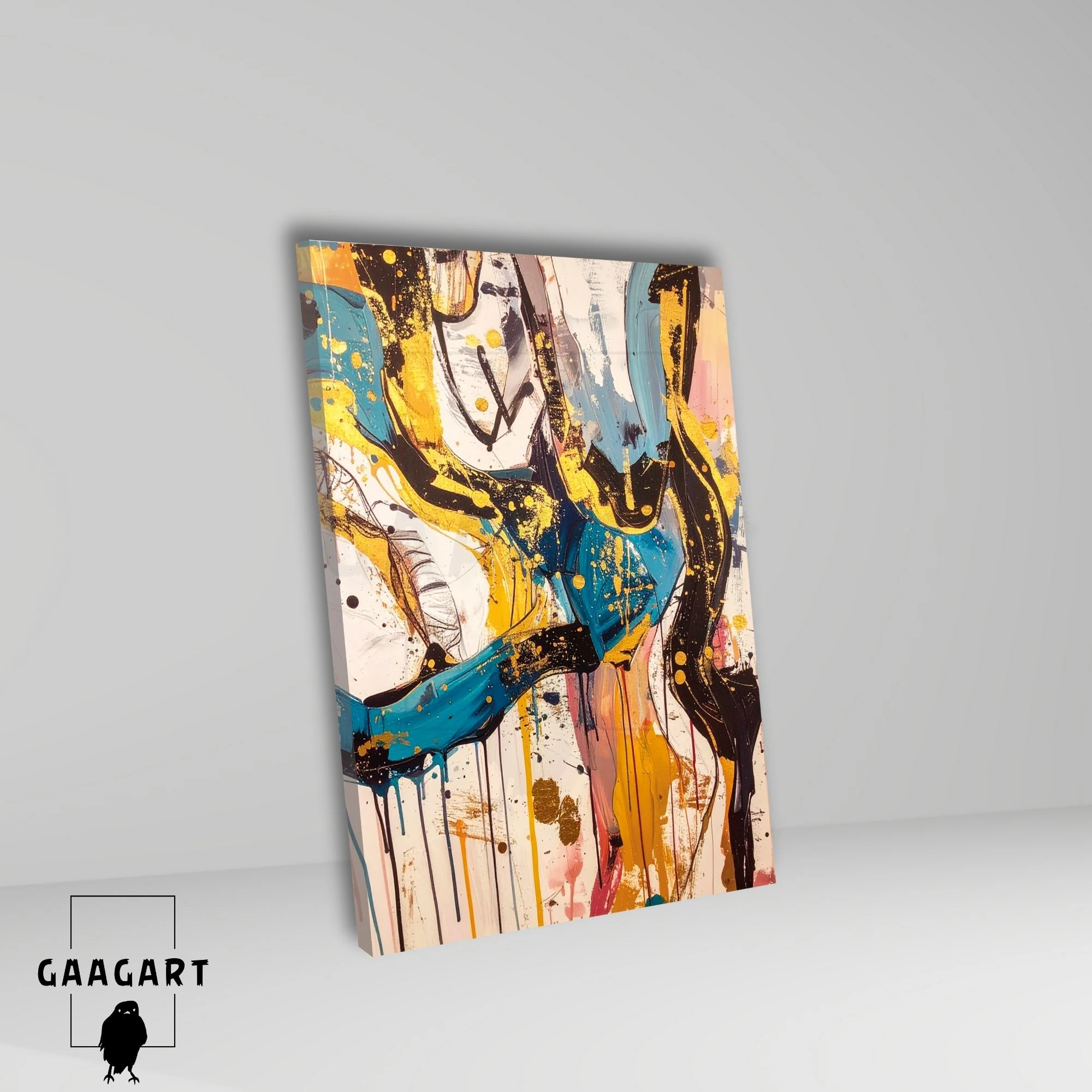 Tekli Dikey Kanvas Tablo Soyut Sanatsal Renkler