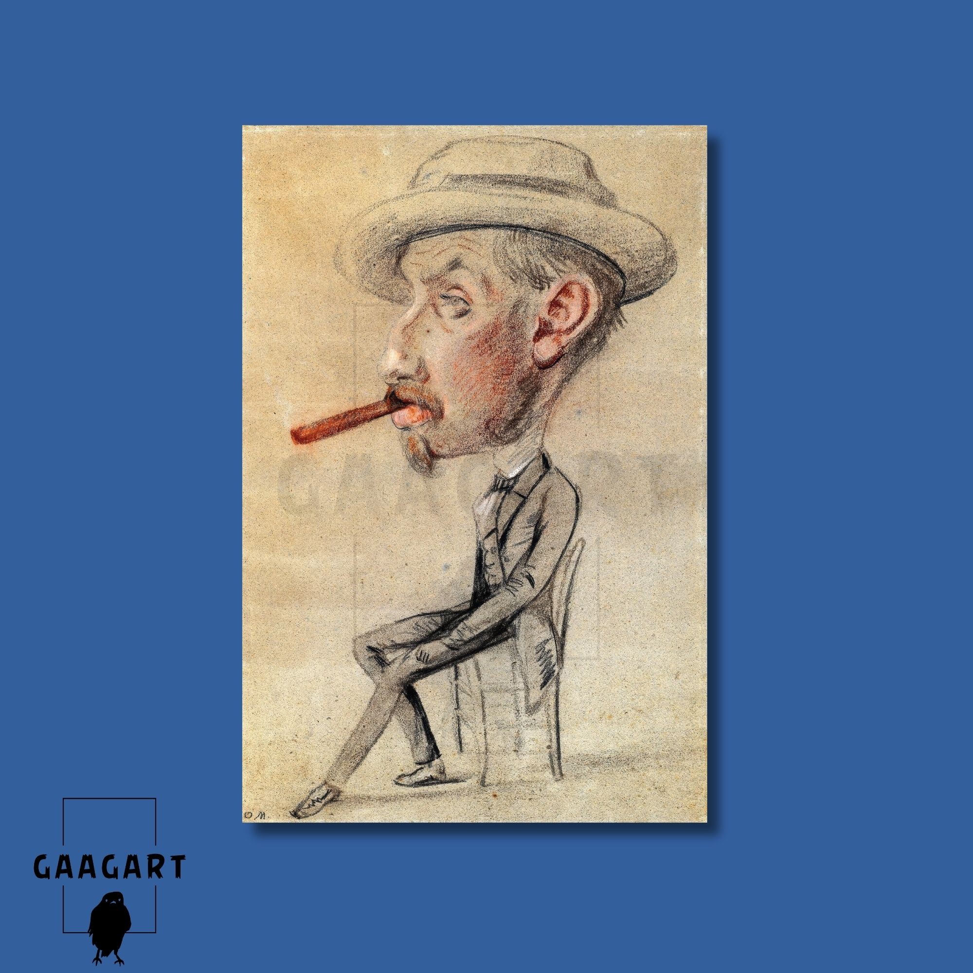Tekli Dikey Kanvas Tablo Ünlü Eserler Claude Monet Büyük Prolu Adam