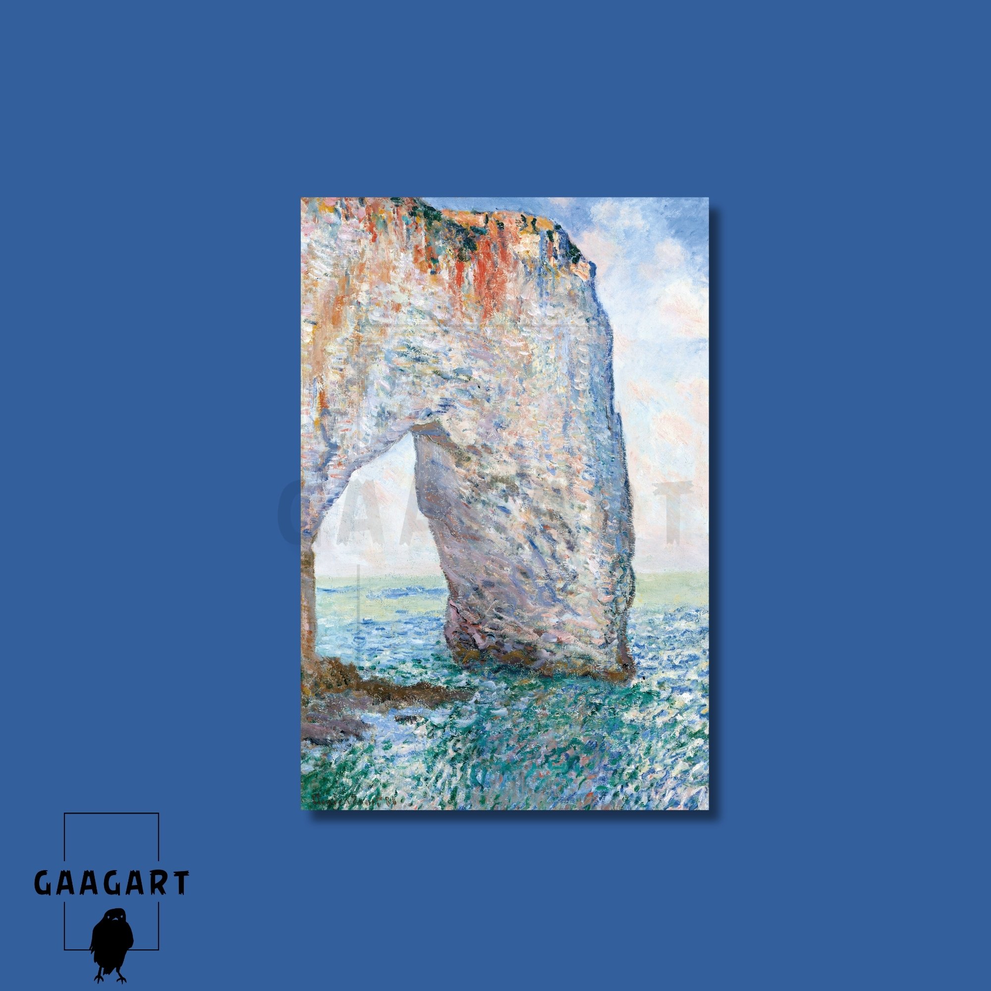 Tekli Dikey Kanvas Tablo Ünlü Eserler Claude Monet Etretat Yakınında Manneportre