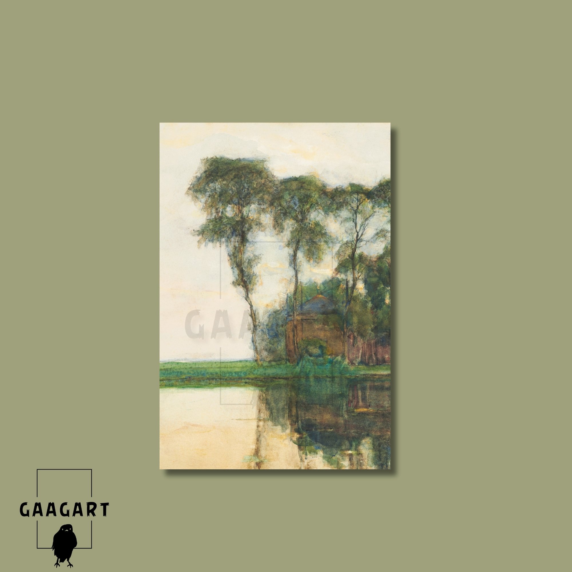 Tekli Dikey Kanvas Tablo Ünlü Eserler Piet Mondrian Along The Water