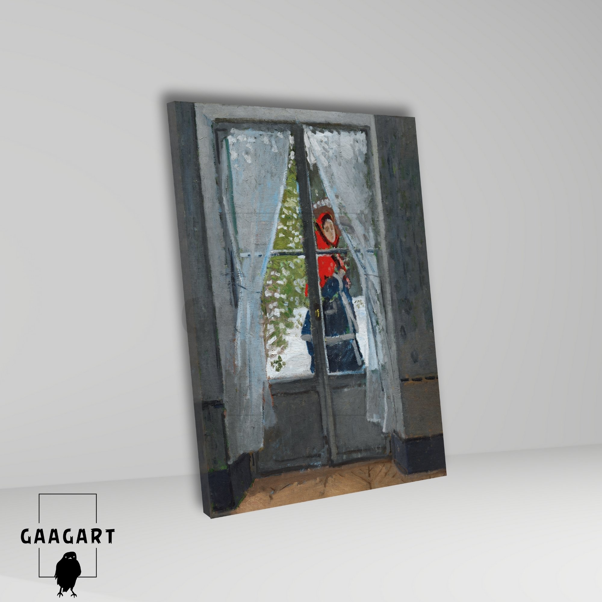 Tekli Dikey Kanvas Tablo Ünlü Eserler Claude Monet Kırmızı Pelerin