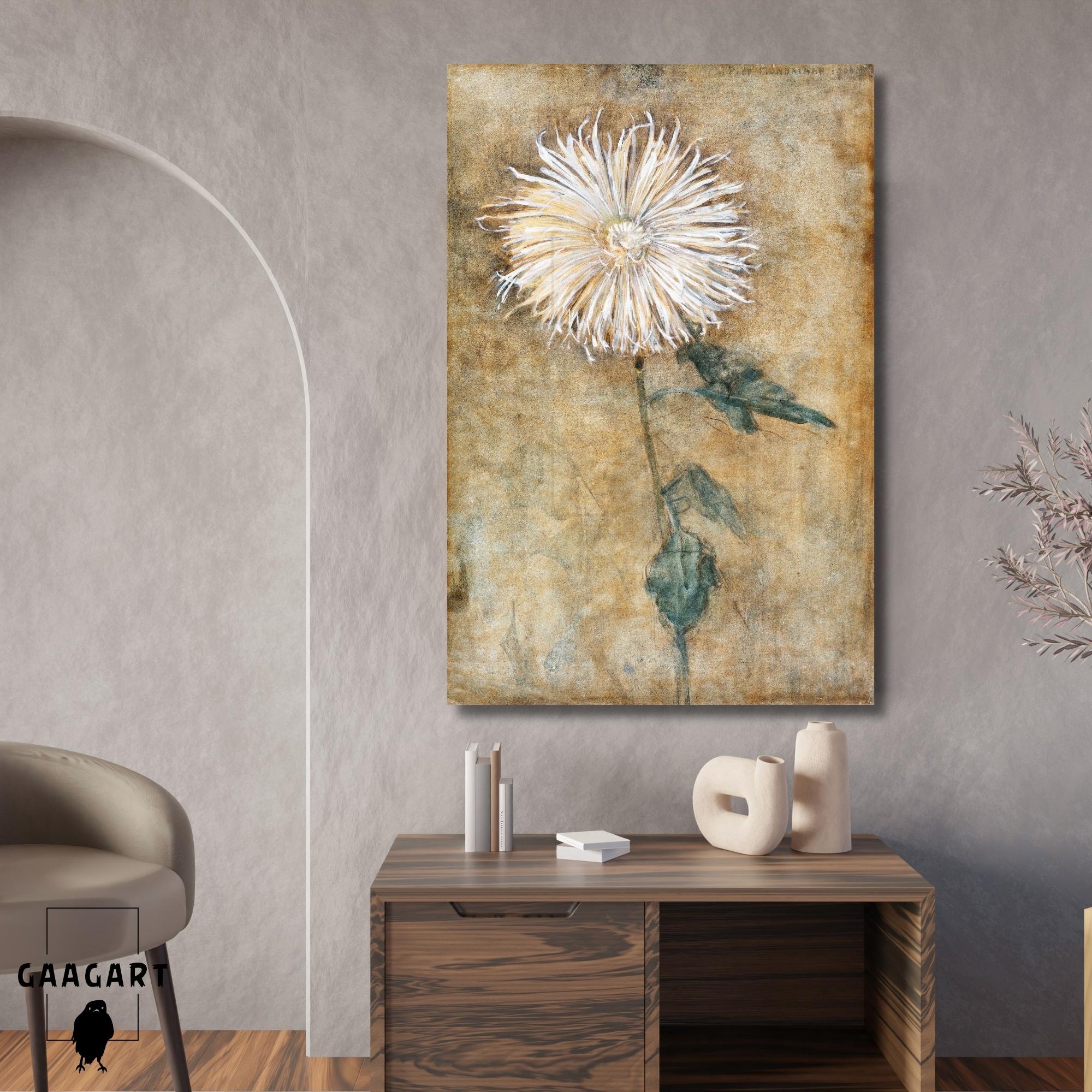 Tekli Dikey Kanvas Tablo Ünlü Eserler Piet Mondrian Crisantemo