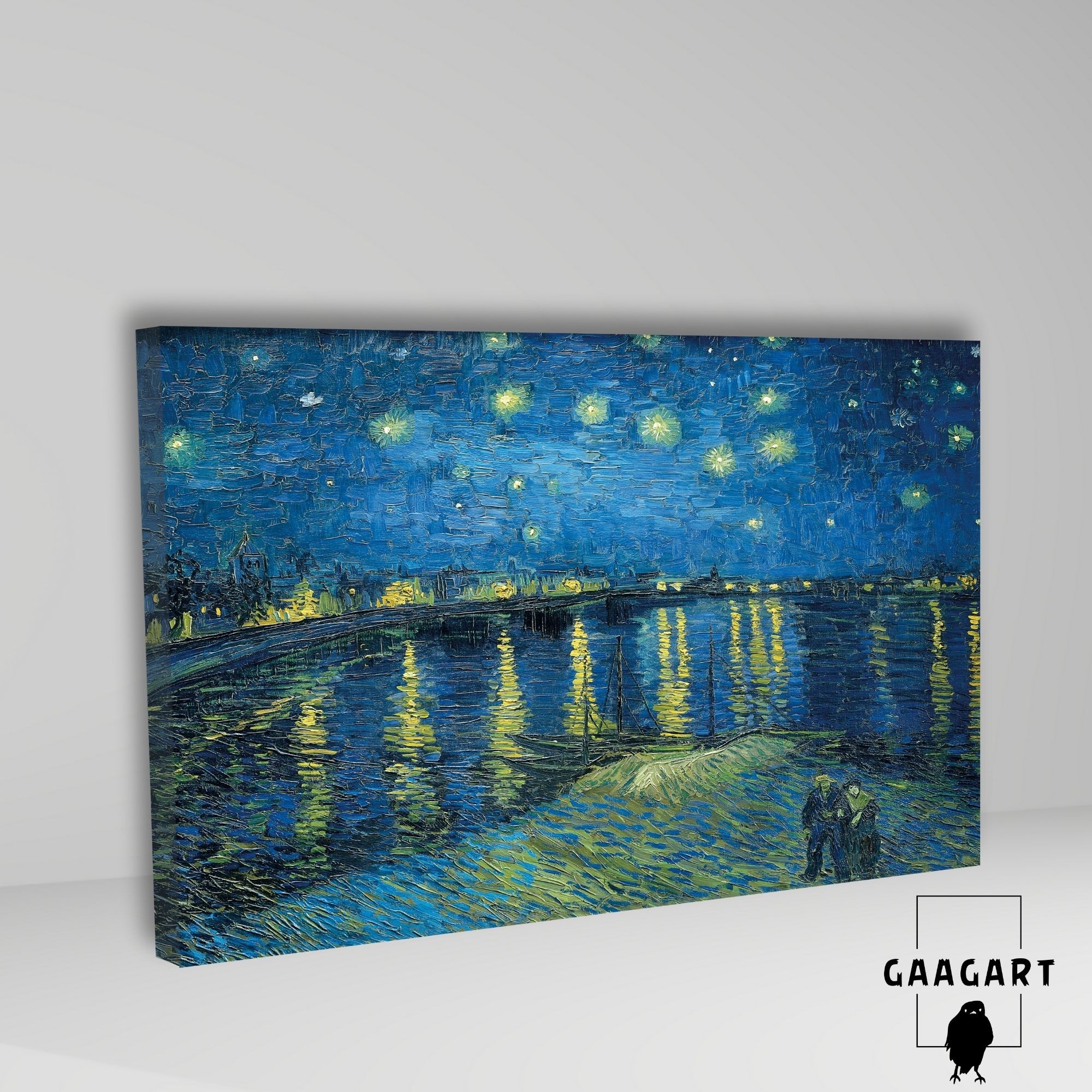 Tekli Yatay Kanvas Duvar Tablosu Starry Night Over the Rhone