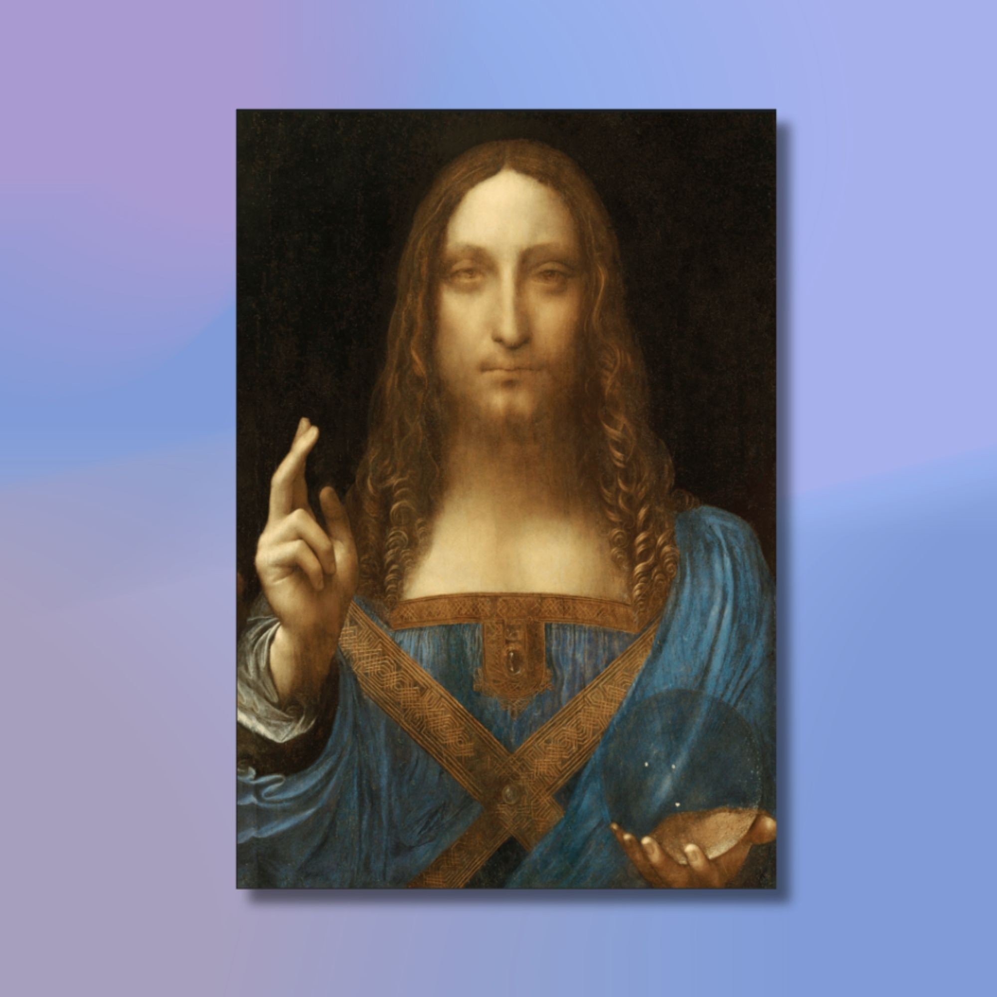 Tekli Dikey Kanvas Duvar Tablosu Leonardo Da Vinci Salvator Mundi