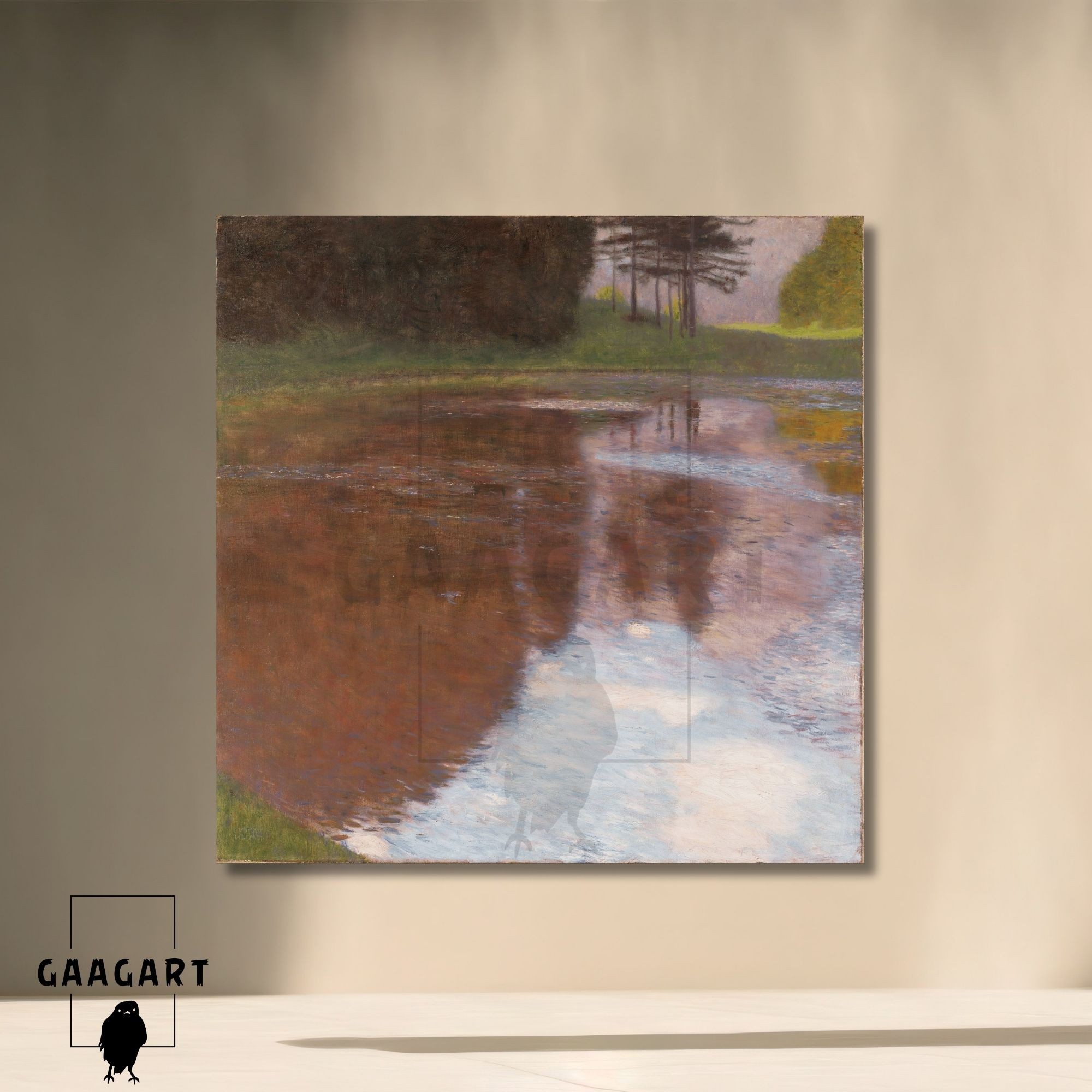Kare Kanvas Tablo Ünlü Eserler Gustav Klimt-Tranquil Pond