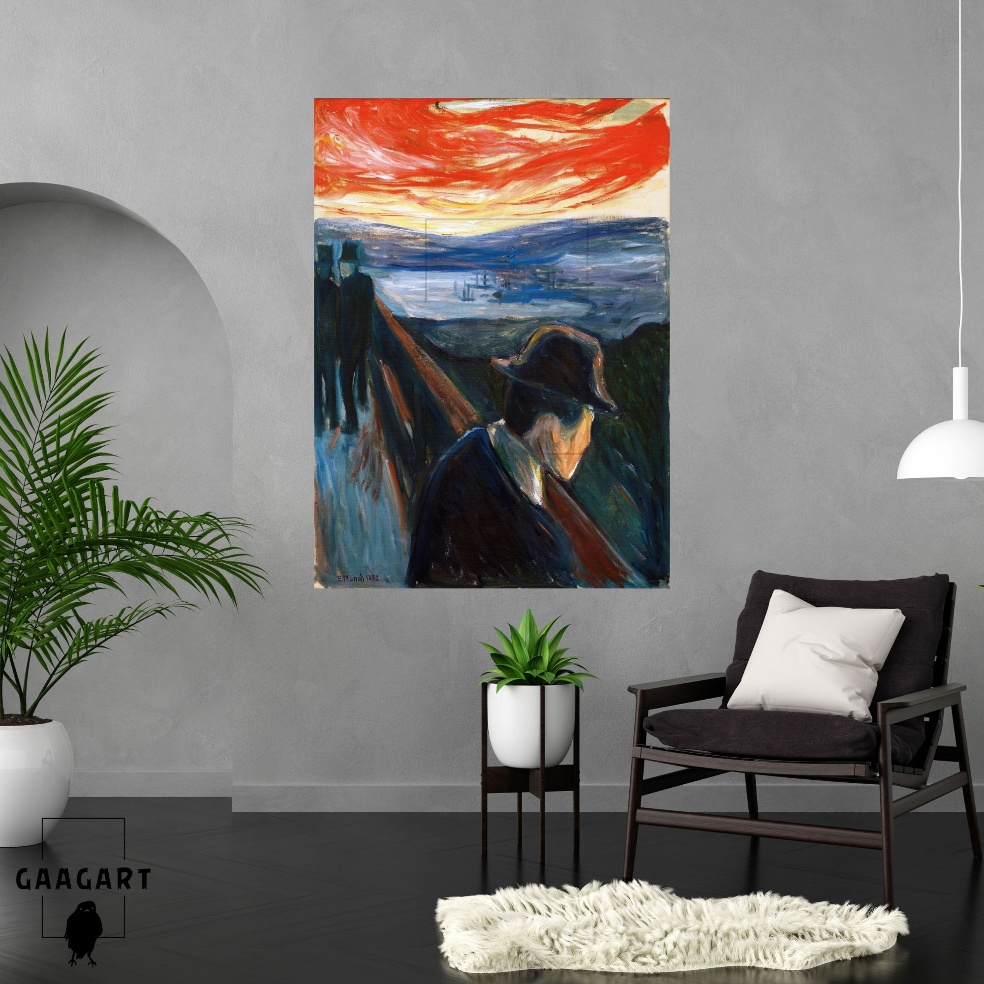 Tekli Dikey Kanvas Tablo Ünlü Eserler Edvard Munch-Despair