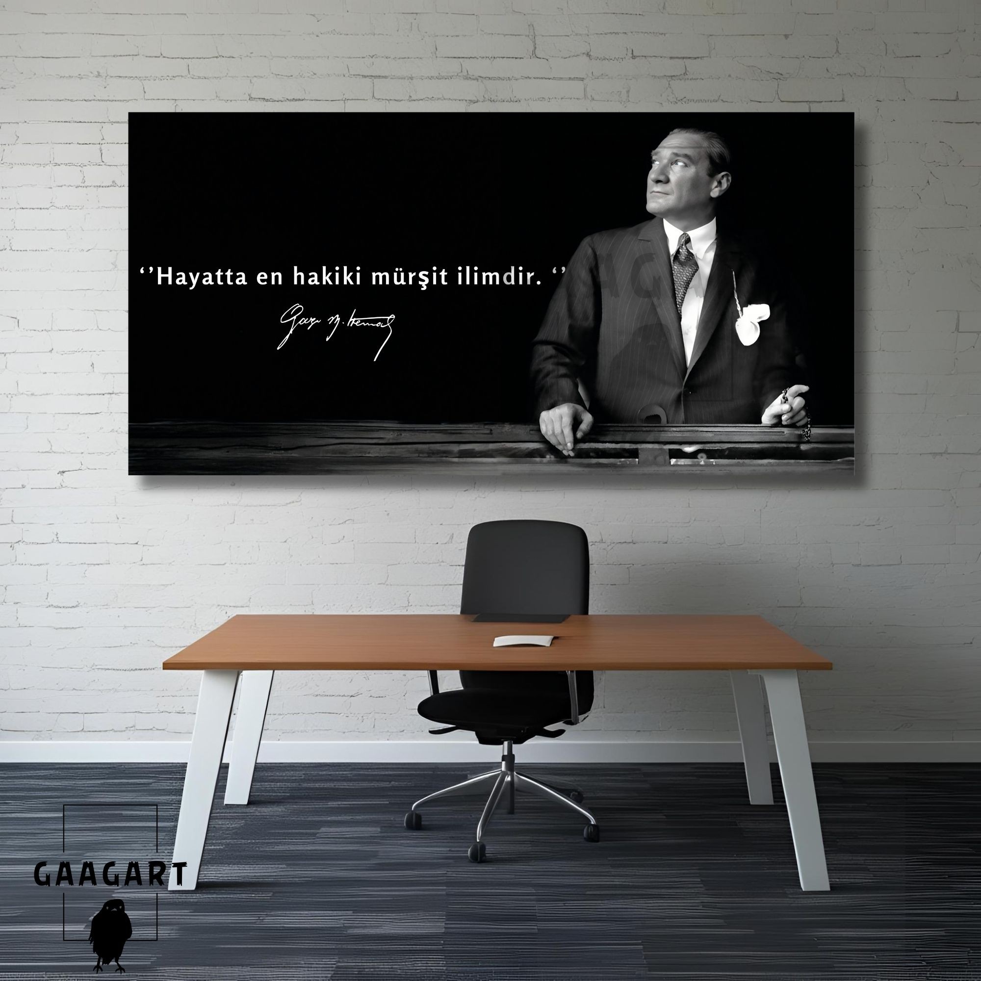 Panoramik Kanvas Makam Panosu Atatürk ‘’Hayatta en hakiki mürşit ilimdir. ‘’