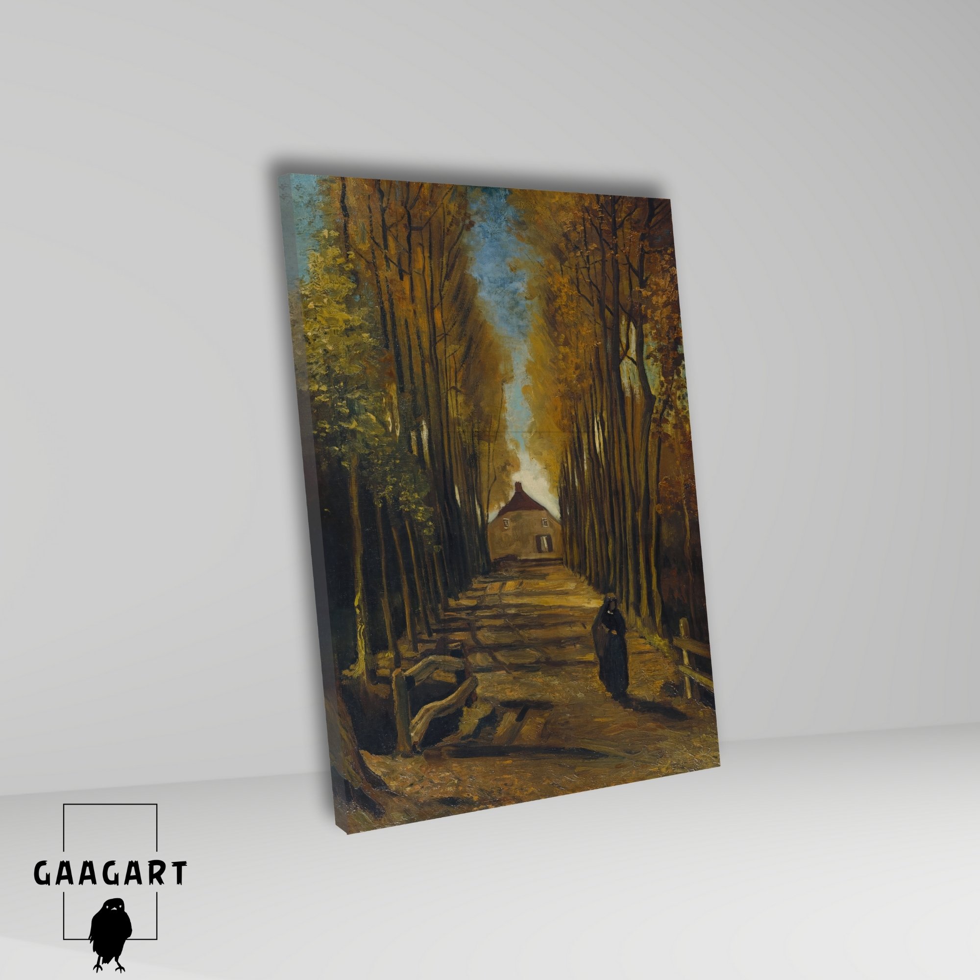 Tekli Dikey Kanvas Tablo Ünlü Eserler Van Gogh Avenue Of Poplars İn Autumn