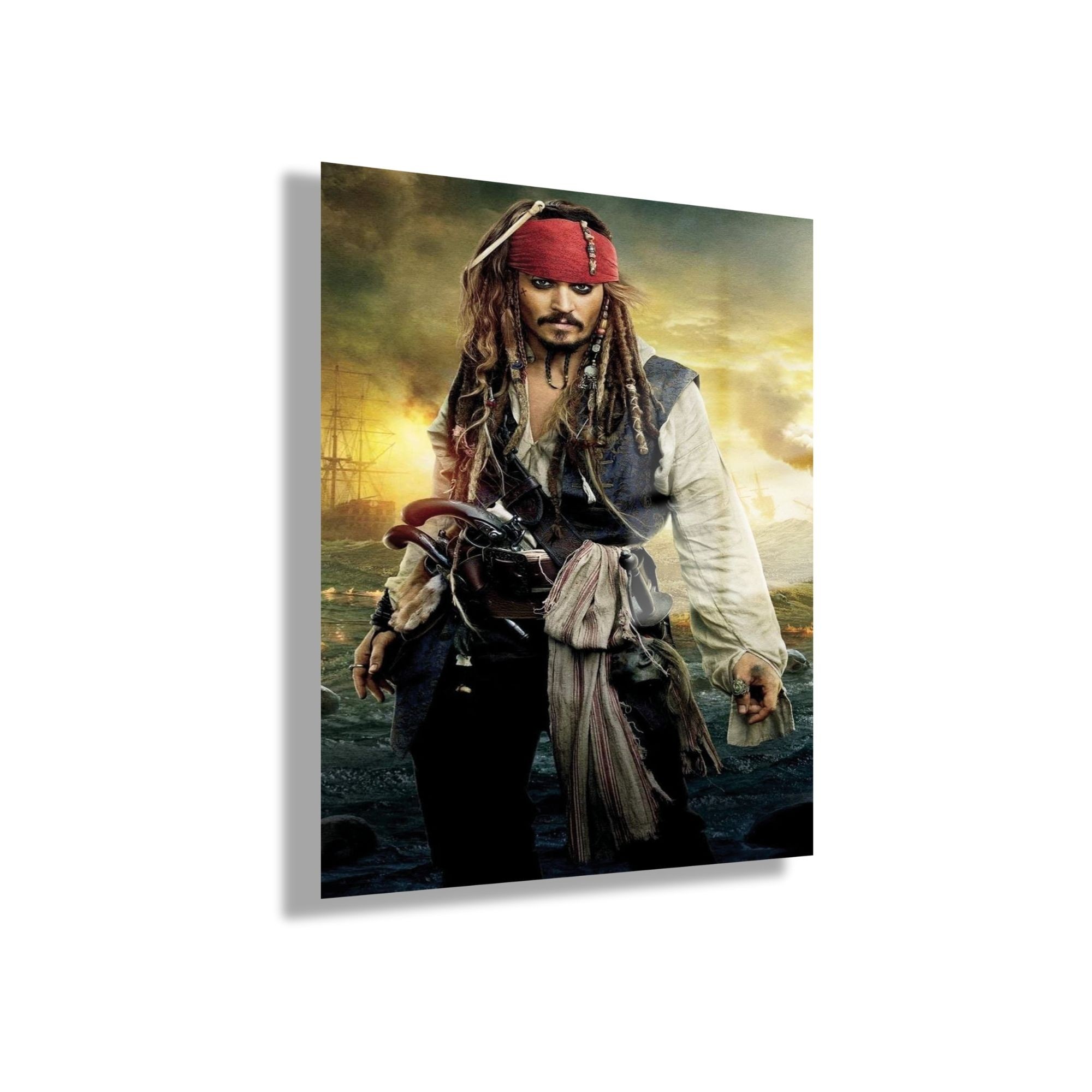 Temperli Gerçek Cam Tablo Karayip Korsanları Jack Sparrow