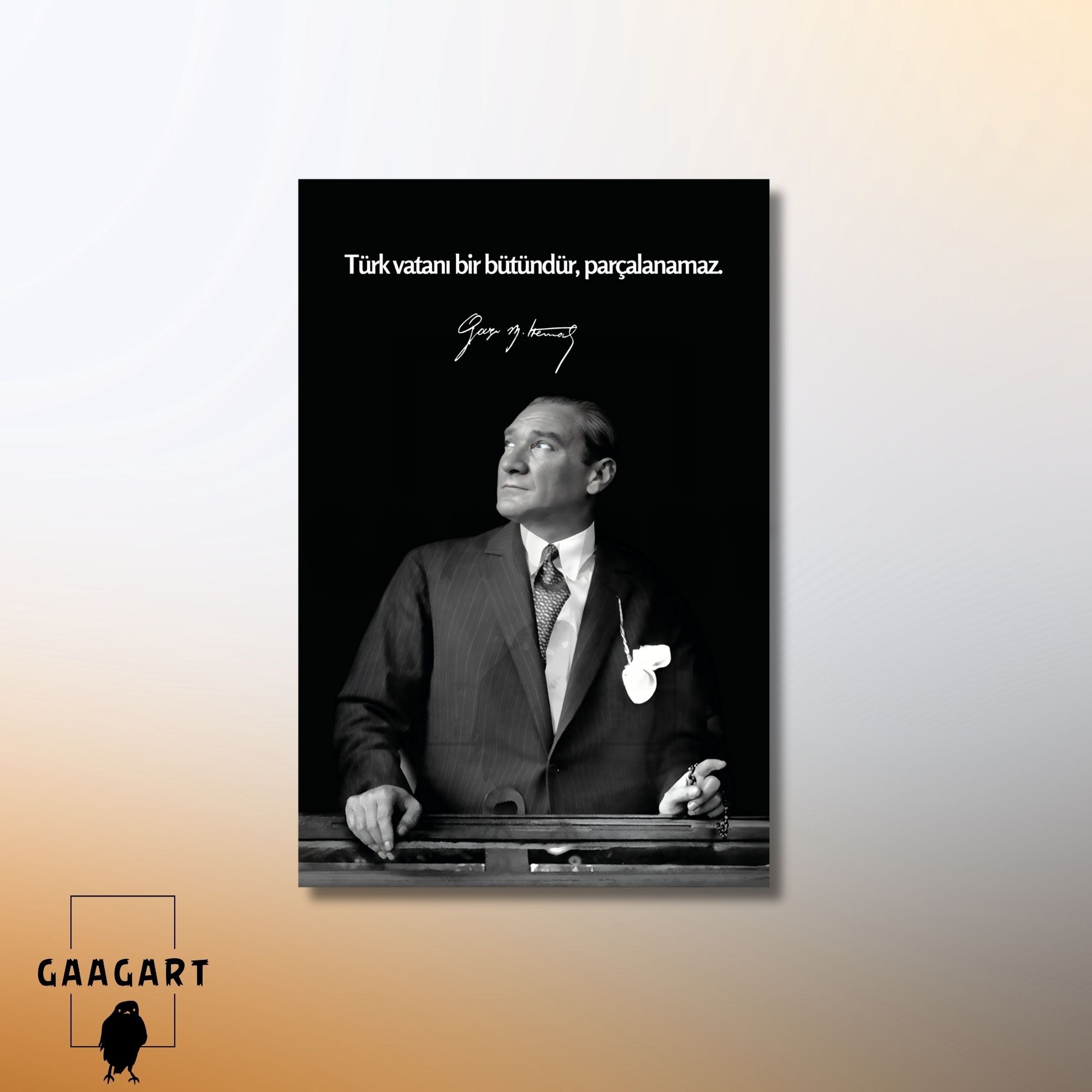 Tekli Dikey Kanvas Makam Panosu Atatürk Sözleri Türk vatanı bir bütündür, parçalanamaz.