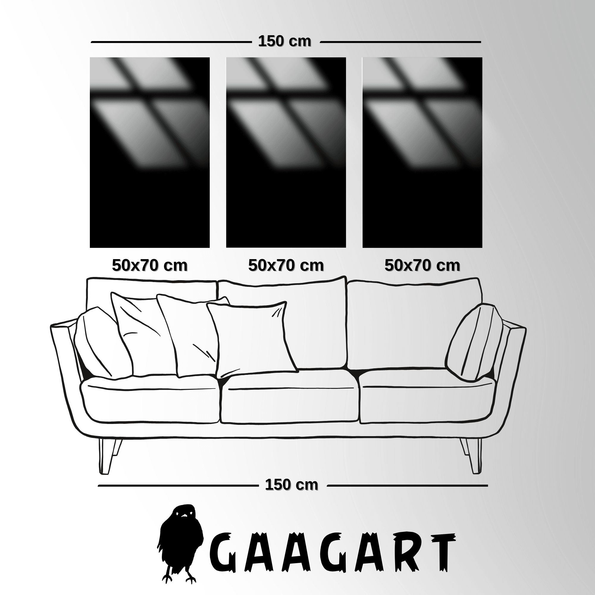 3'lü Metal Çerçeveli Cam Tablo Seti Turuncu Dolunay ve Ağaç