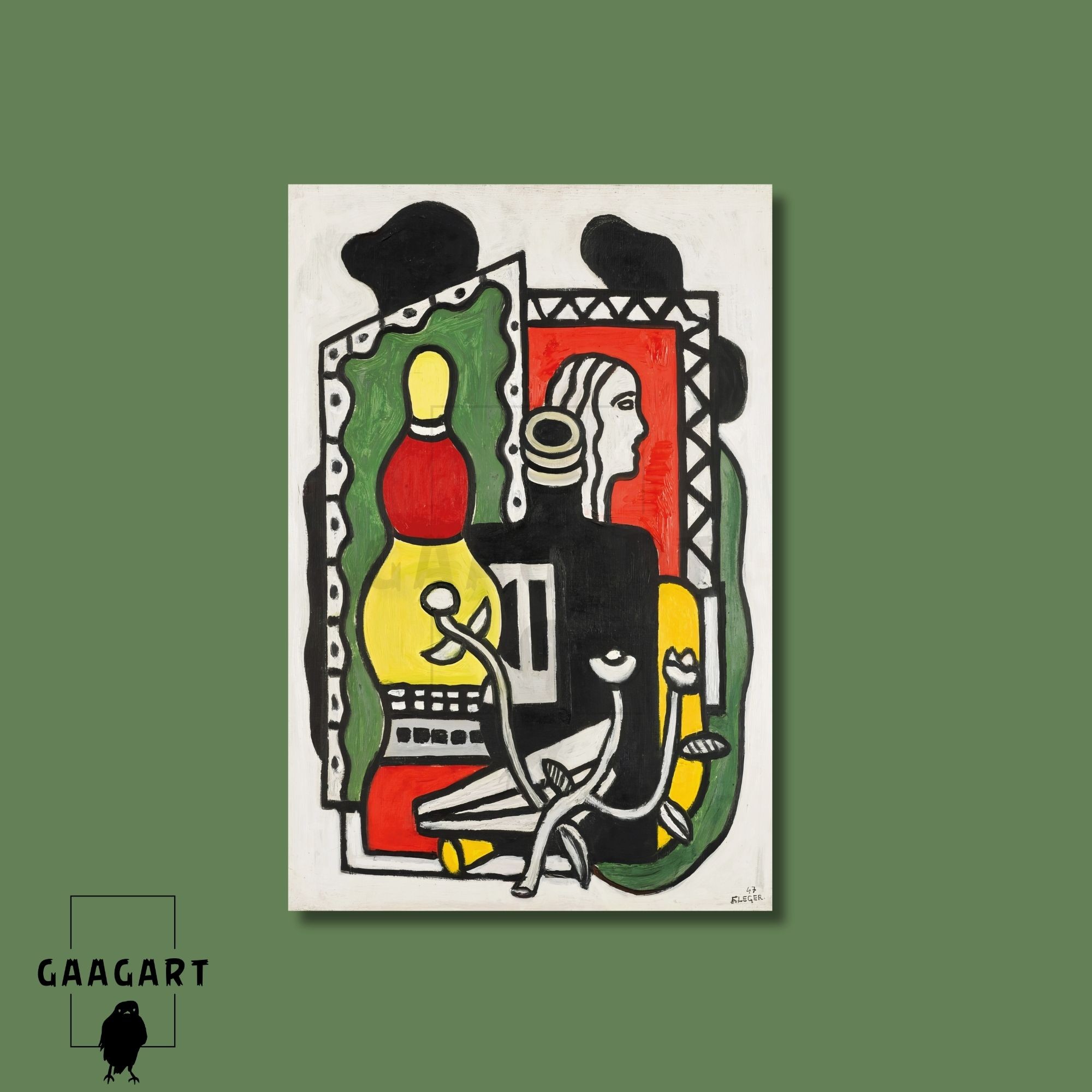 Tekli Dikey Kanvas Tablo Ünlü Eserler Fernand Leger Le Vase Noir