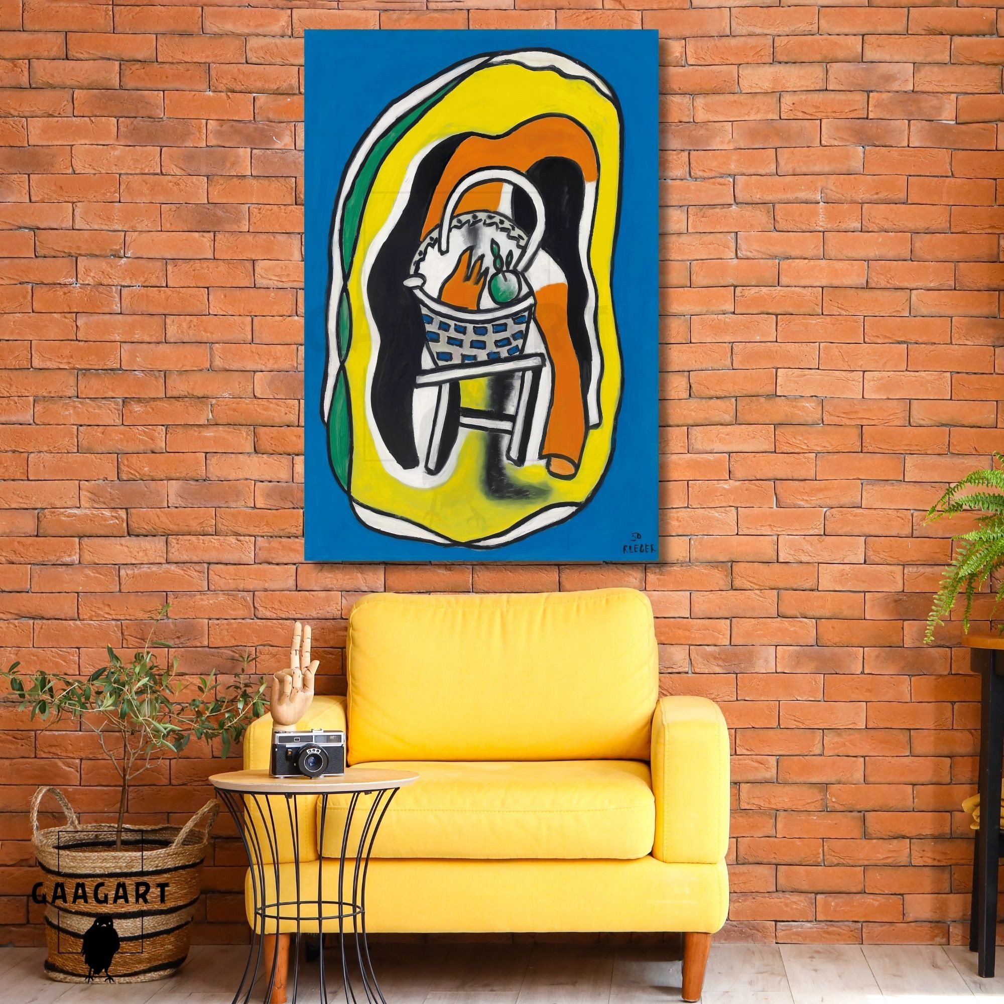 Tekli Dikey Kanvas Tablo Ünlü Eserler Fernand Leger Composition Au Panier
