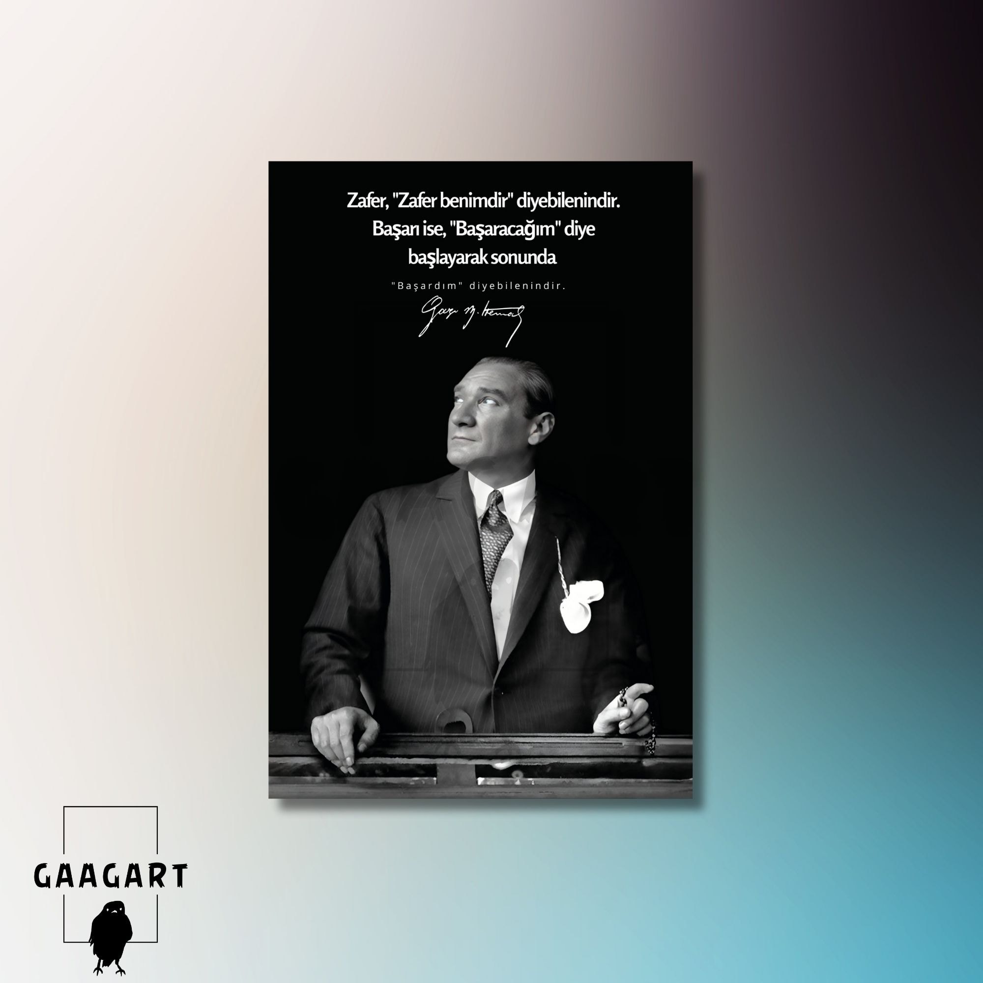 Tekli Dikey Kanvas Makam Panosu Atatürk Sözleri Zafer Sözü