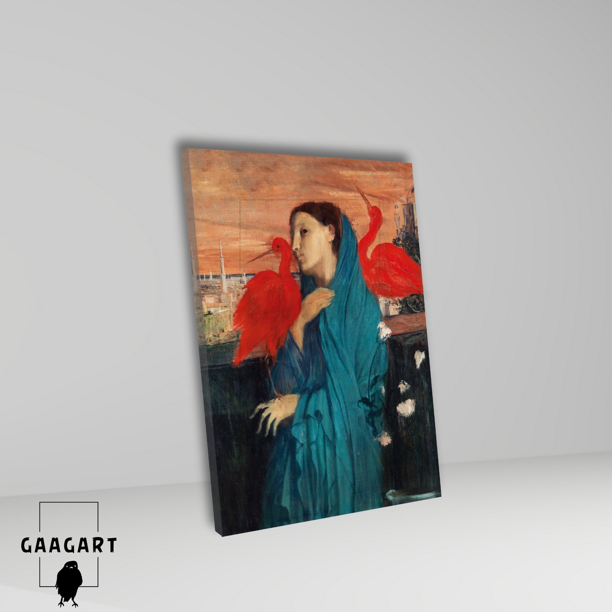 Tekli Dikey Kanvas Tablo Ünlü Edgar Degas Young Woman With Ibis
