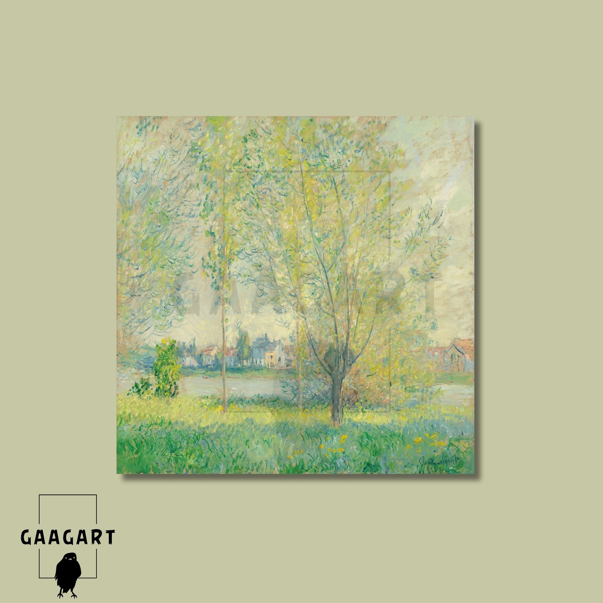Kare Kanvas Tablo Ünlü Eserler Claude Monet Söğütler Tablosu