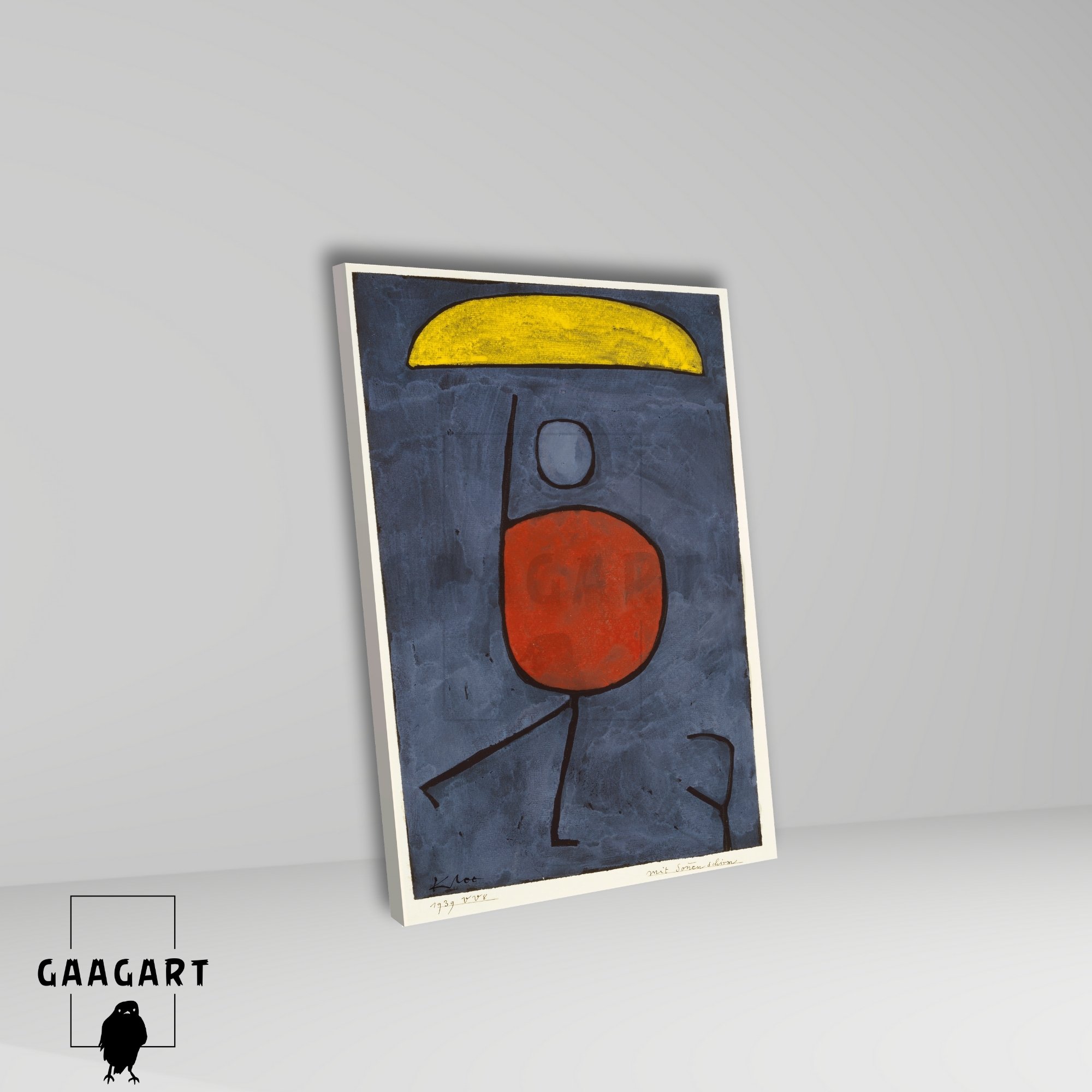 Tekli Dikey Kanvas Tablo Ünlü Eserler Paul Klee With An Umbrella