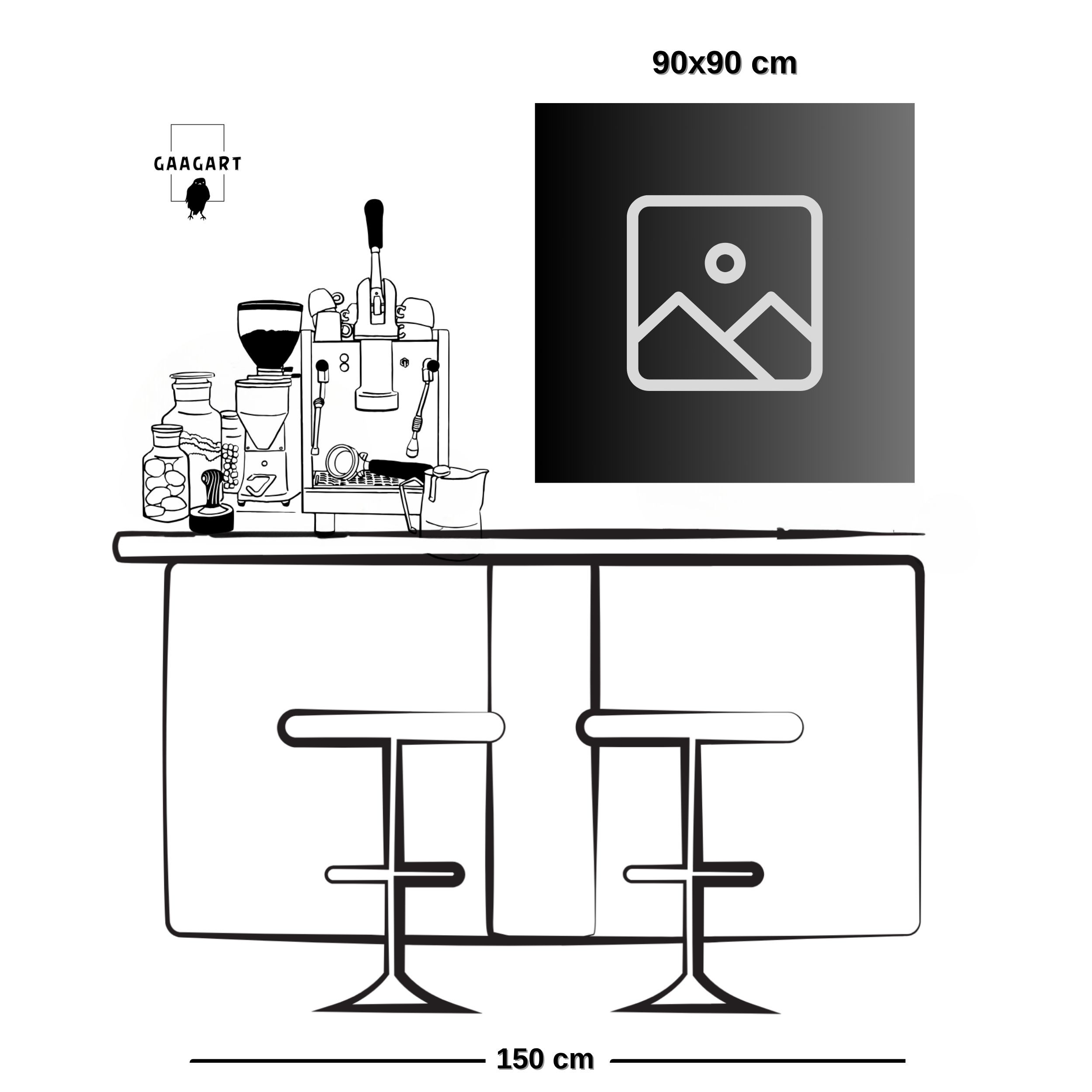 Kare Kanvas Tablo Minimalist Güneş Papatyalar ve At Silüeti