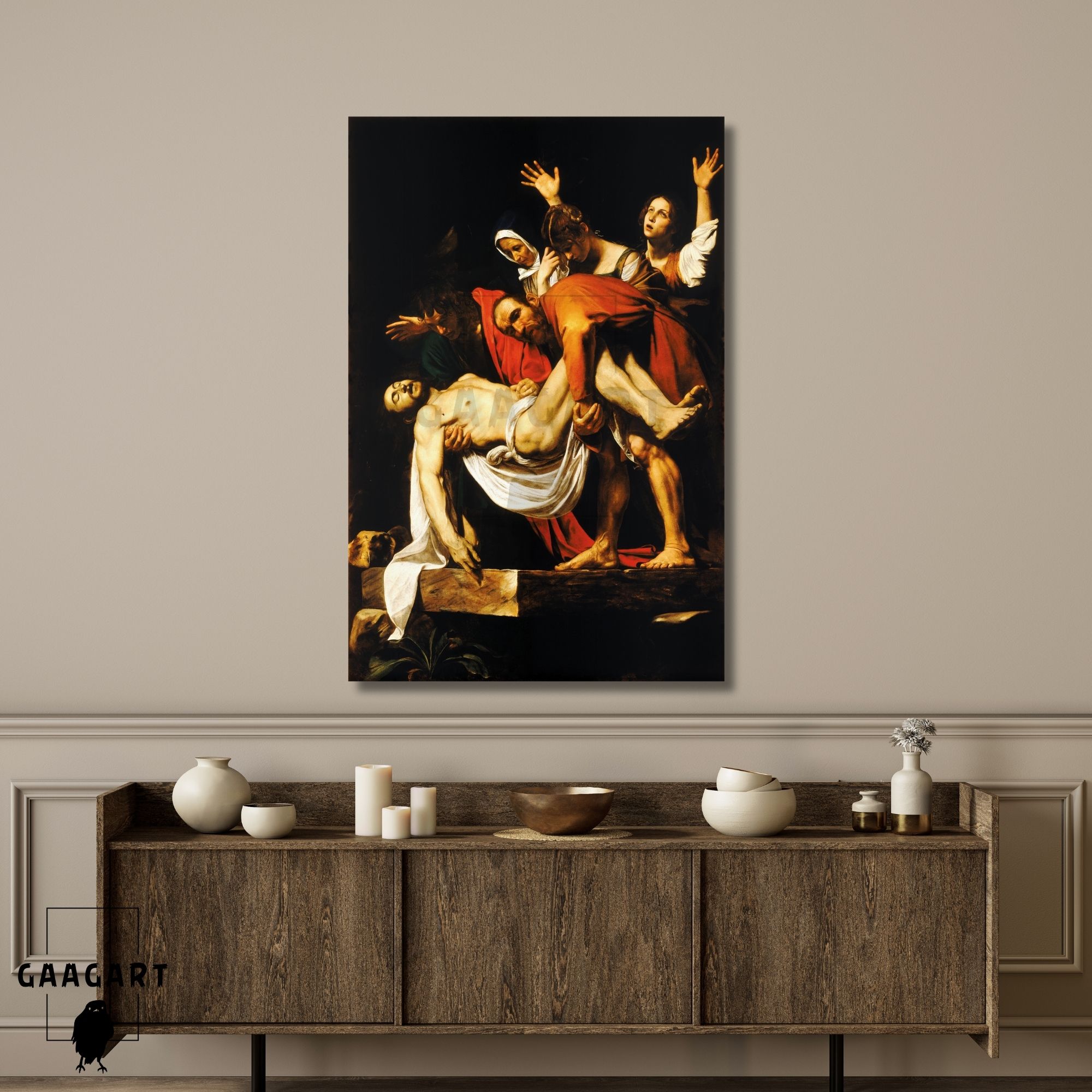 Tekli Dikey Kanvas Caravaggio İsa'nın Mezara Konması