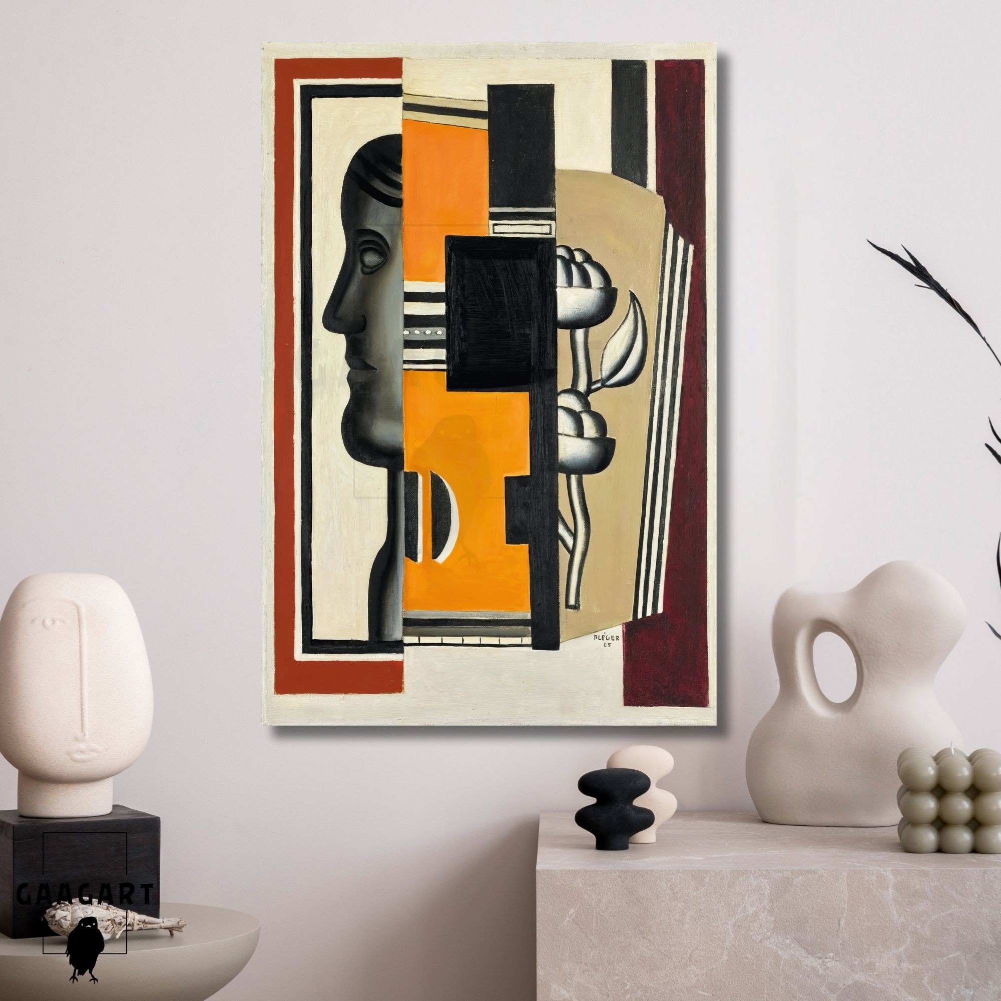 Tekli Dikey Kanvas Tablo Ünlü Eserler Fernand Leger Le Buste