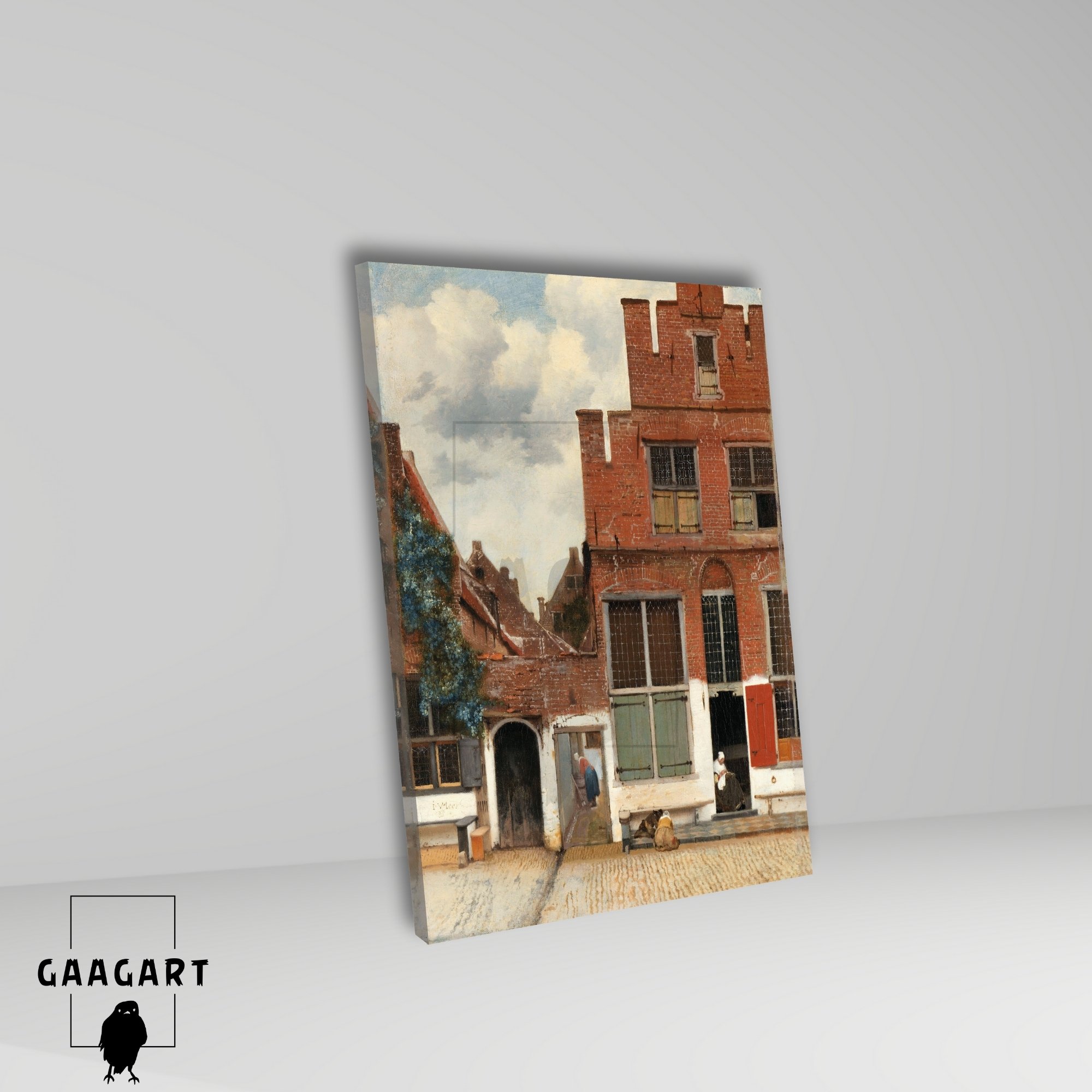 Tekli Dikey Kanvas Tablo Ünlü Eserler Johannes Vermeer Küçük Sokak