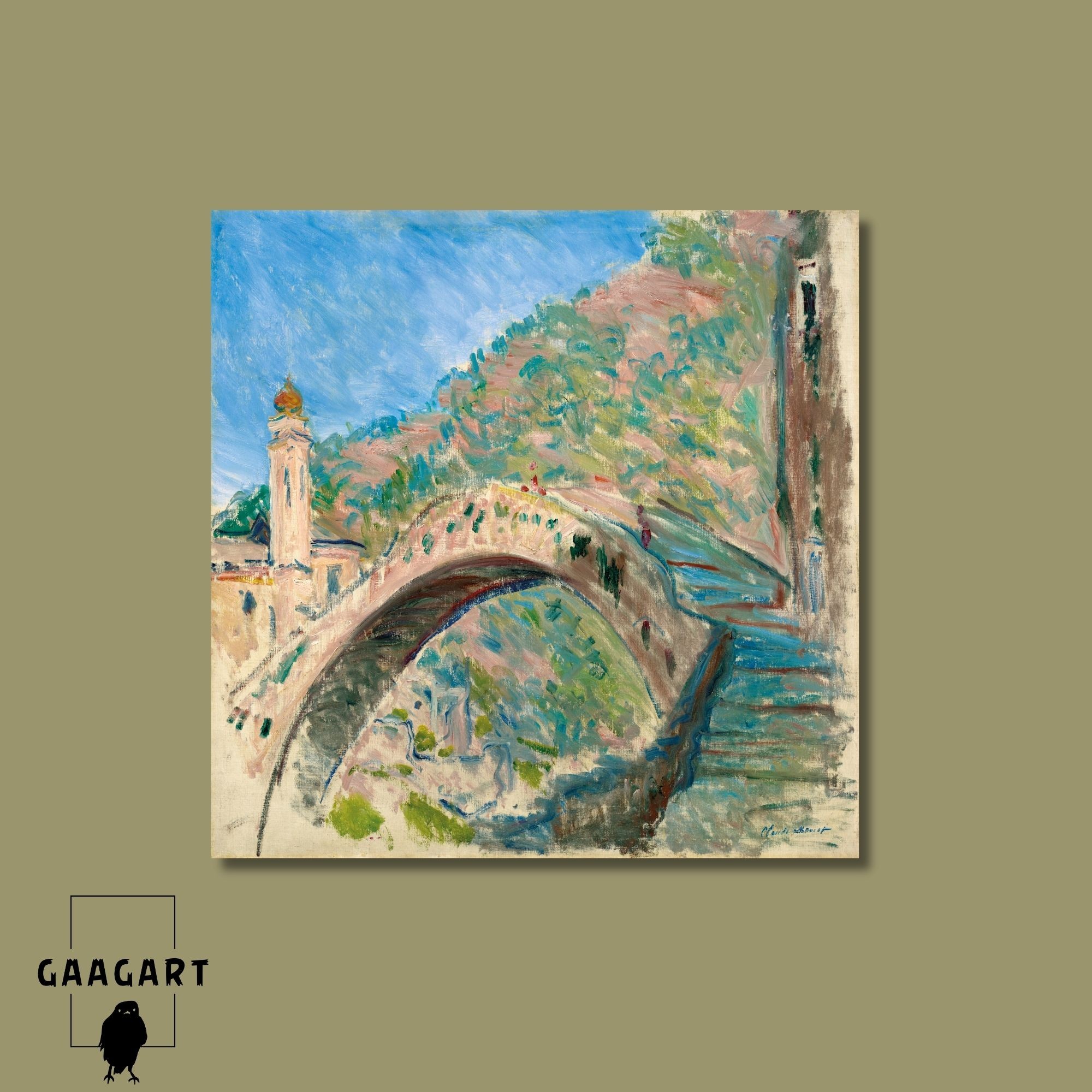 Kare Kanvas Ünlü Eserler Cloude Monet Ponte Di Dolceacqua 1884
