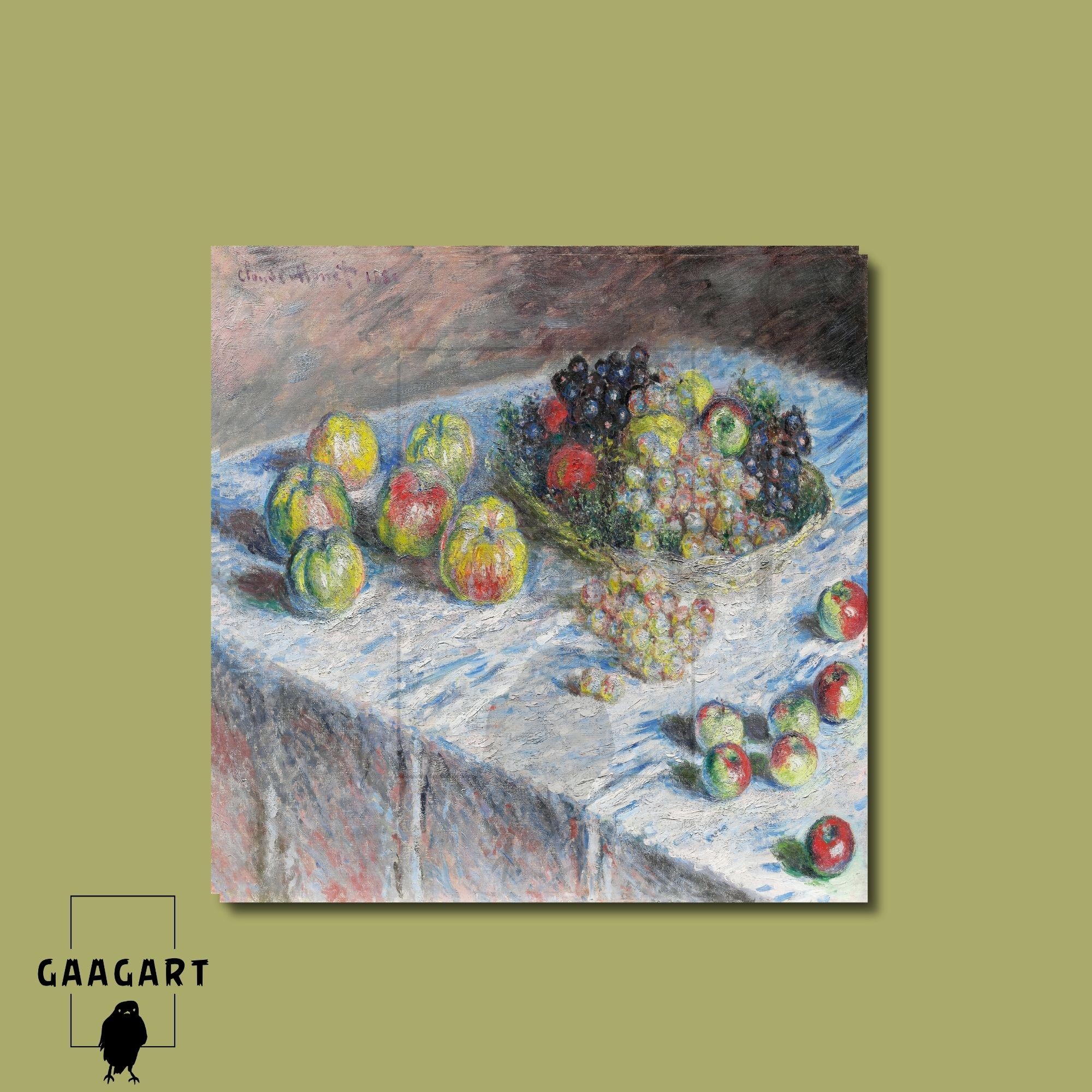 Kare Kanvas Ünlü Ressamlar Monet-Apples and Grapes (1880)