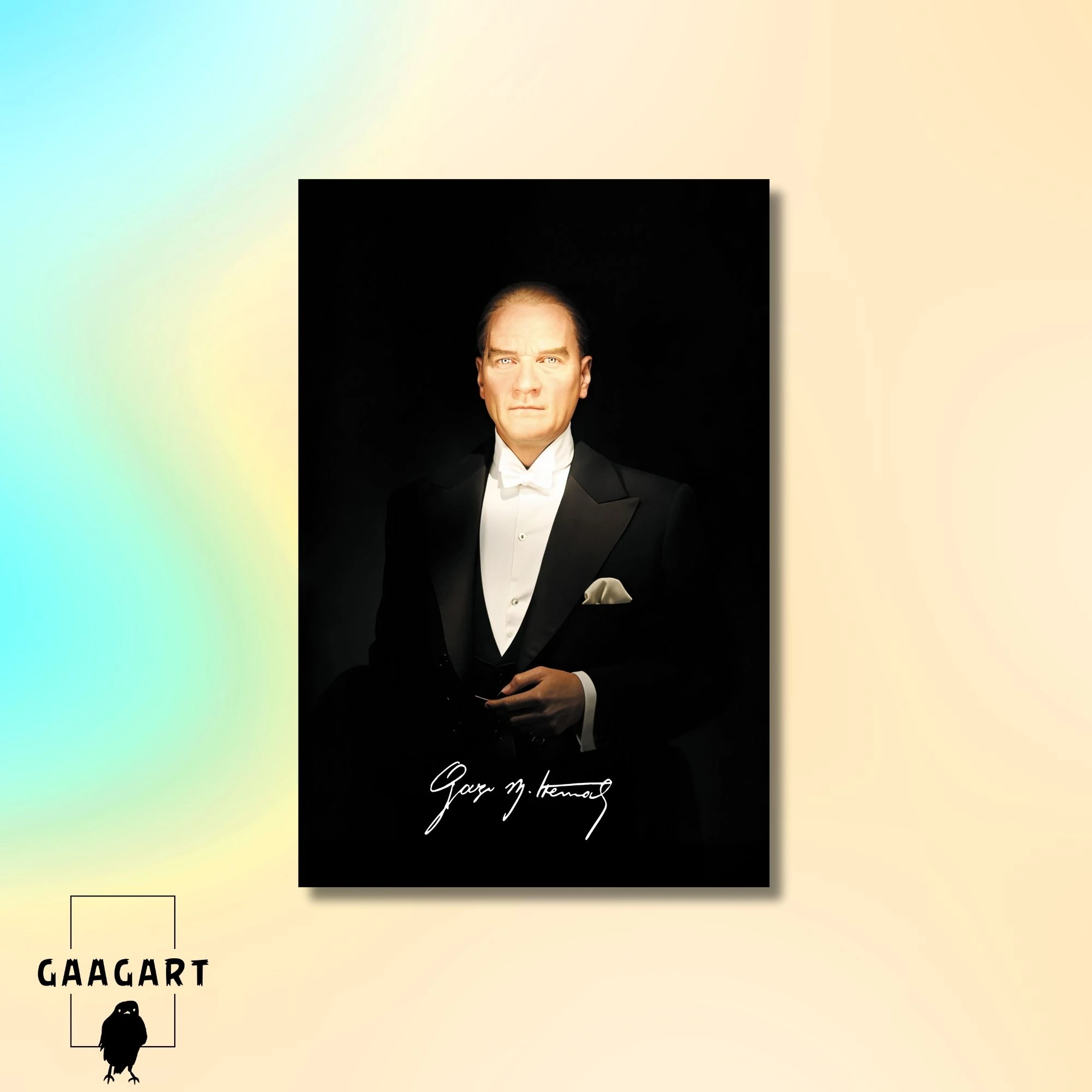 Tekli Dikey Kanvas Tablo İmzalı Canım Atatürk