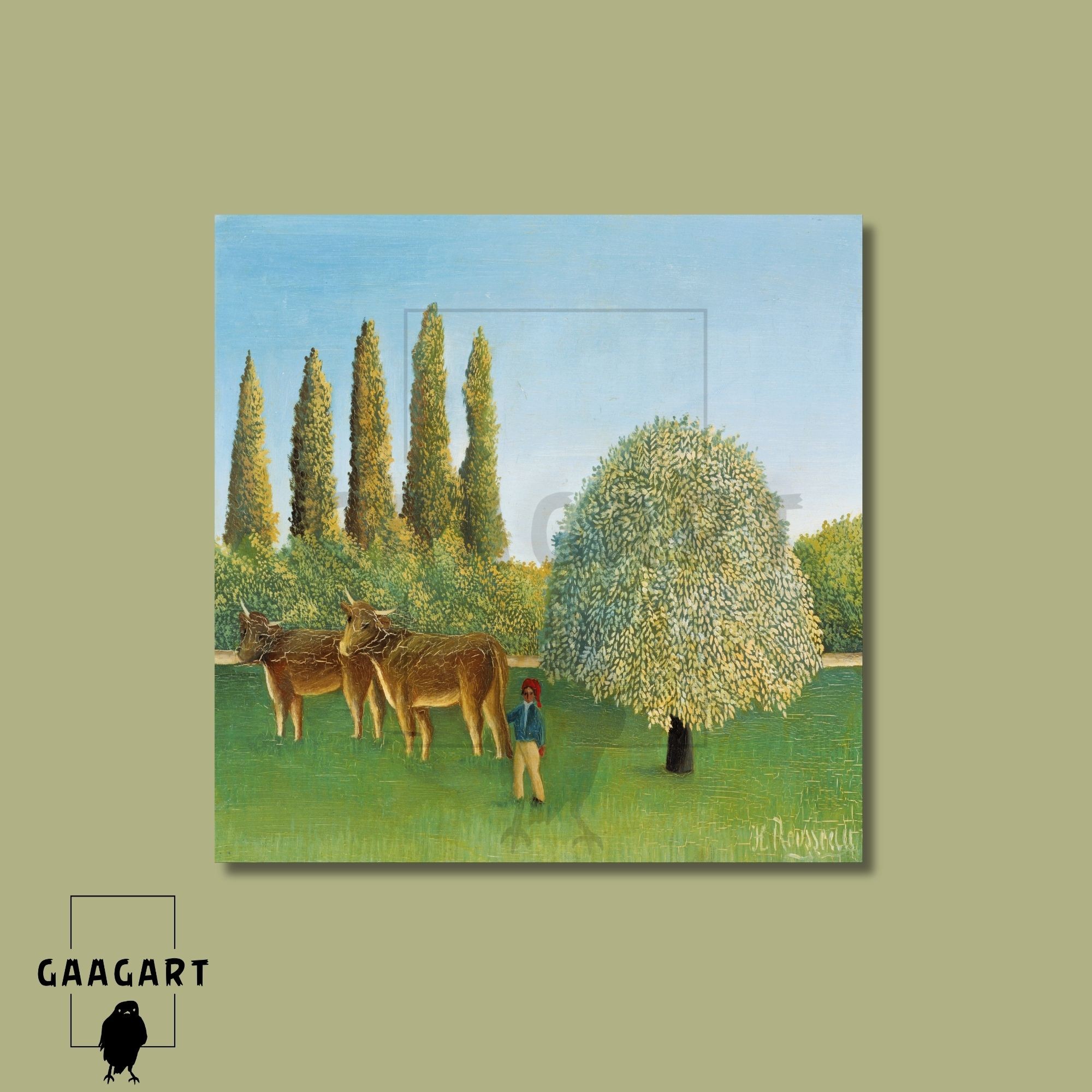 Kare Kanvas Tablo Ünlü Eserler Henri Rousseau-Meadowland (The Pasture) (1910)