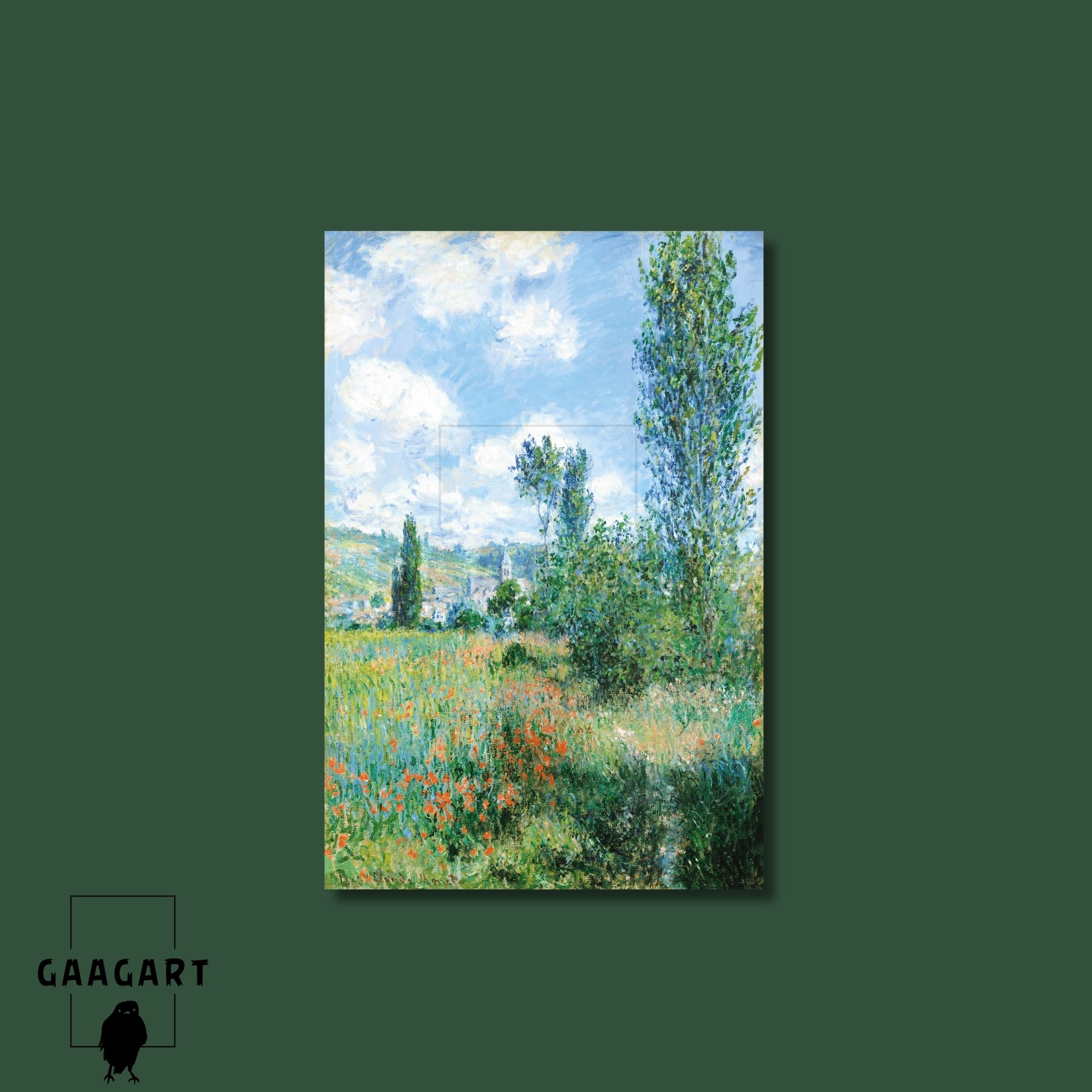 Tekli Dikey Kanvas Tablo Ünlü Eserler Claude Monet Gelincik Tarlası