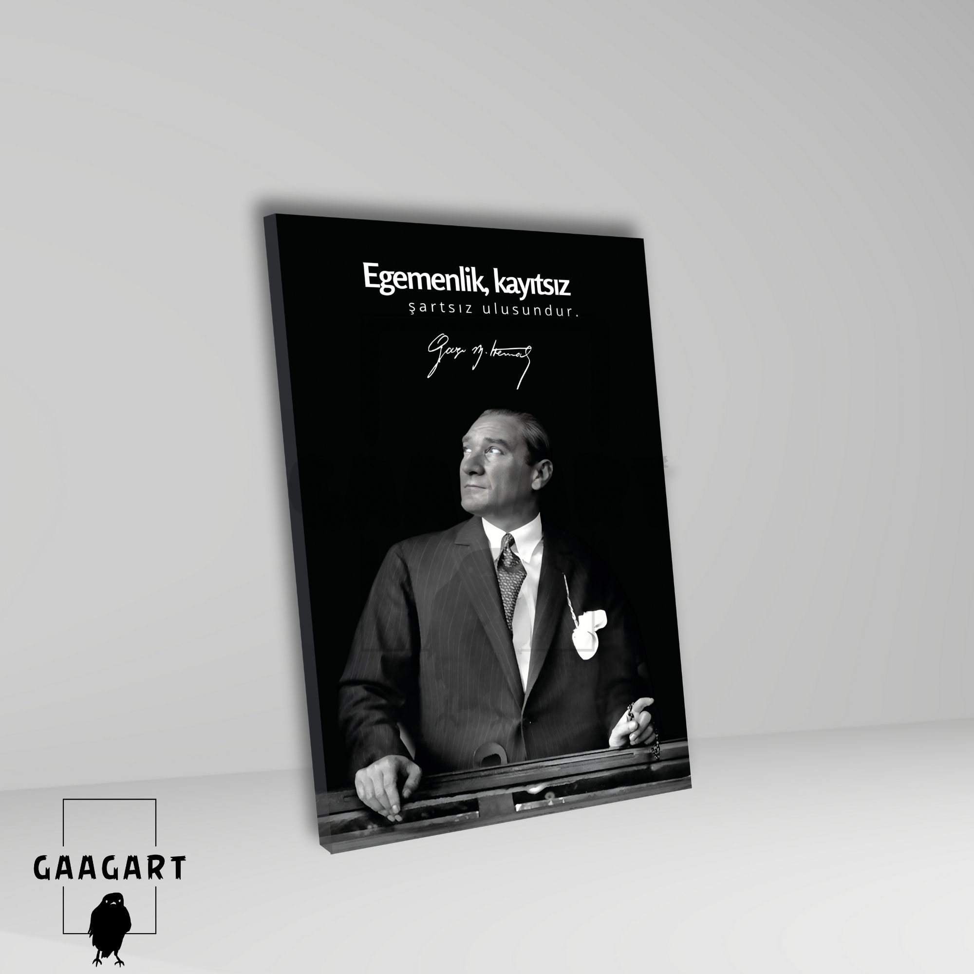 Tekli Dikey Kanvas Makam Panosu Atatürk Sözleri Egemenlik, kayıtsız şartsız ulusundur.