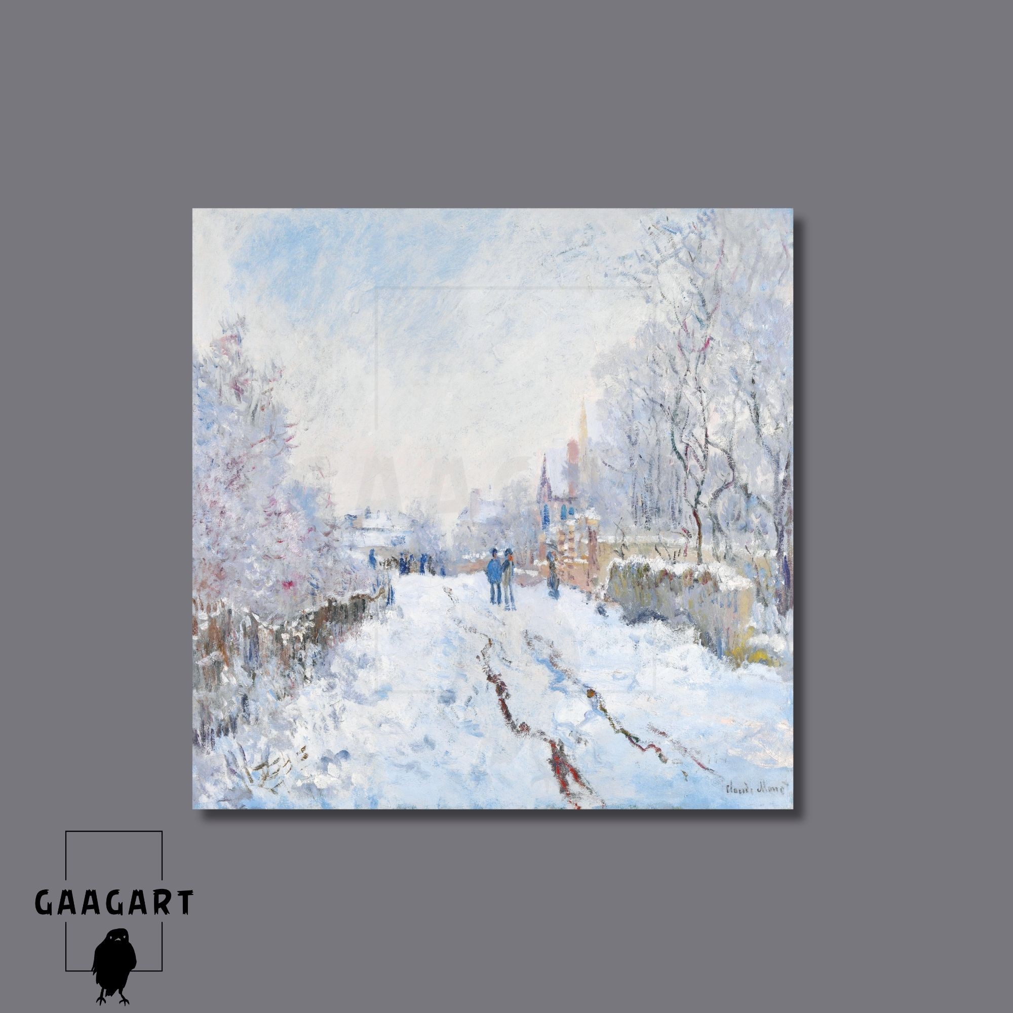 Kare Kanvas Tablo Ünlü Eserler Cloude Monet Snow at Argenteuil 1874