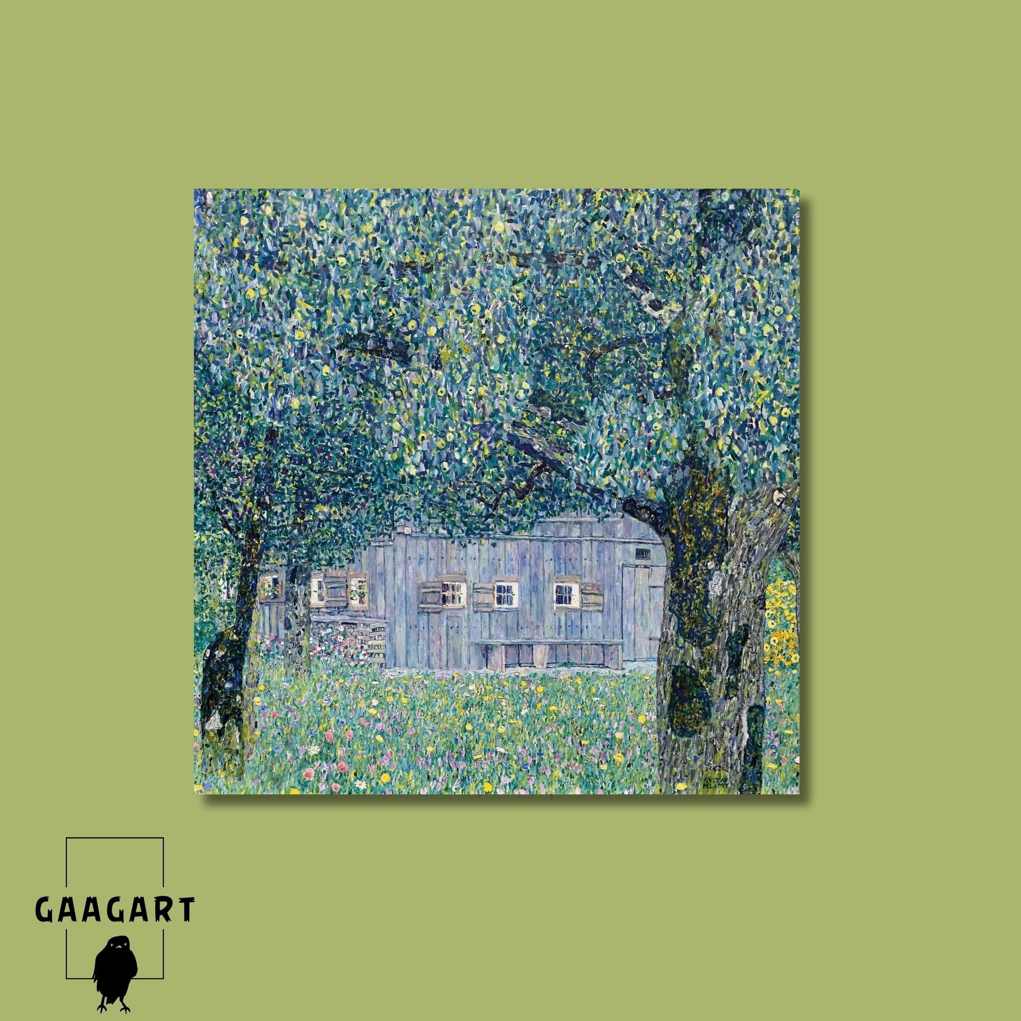 Kare Kanvas Tablo Ünlü Eserler Gustav Klimt Farmhouse in Buchberg
