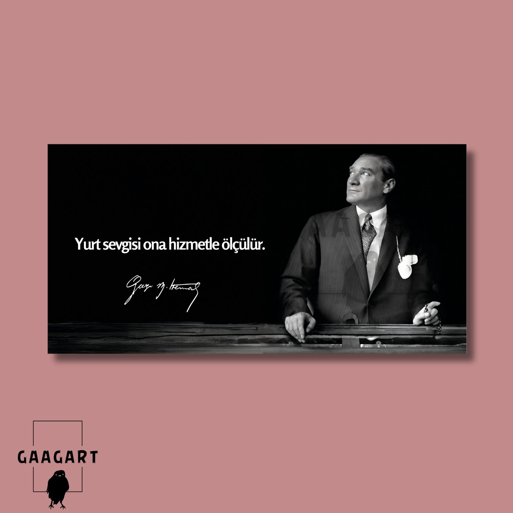 Panoramik Kanvas Makam Panosu Atatürk Sözleri Yurt sevgisi ona hizmetle ölçülür.