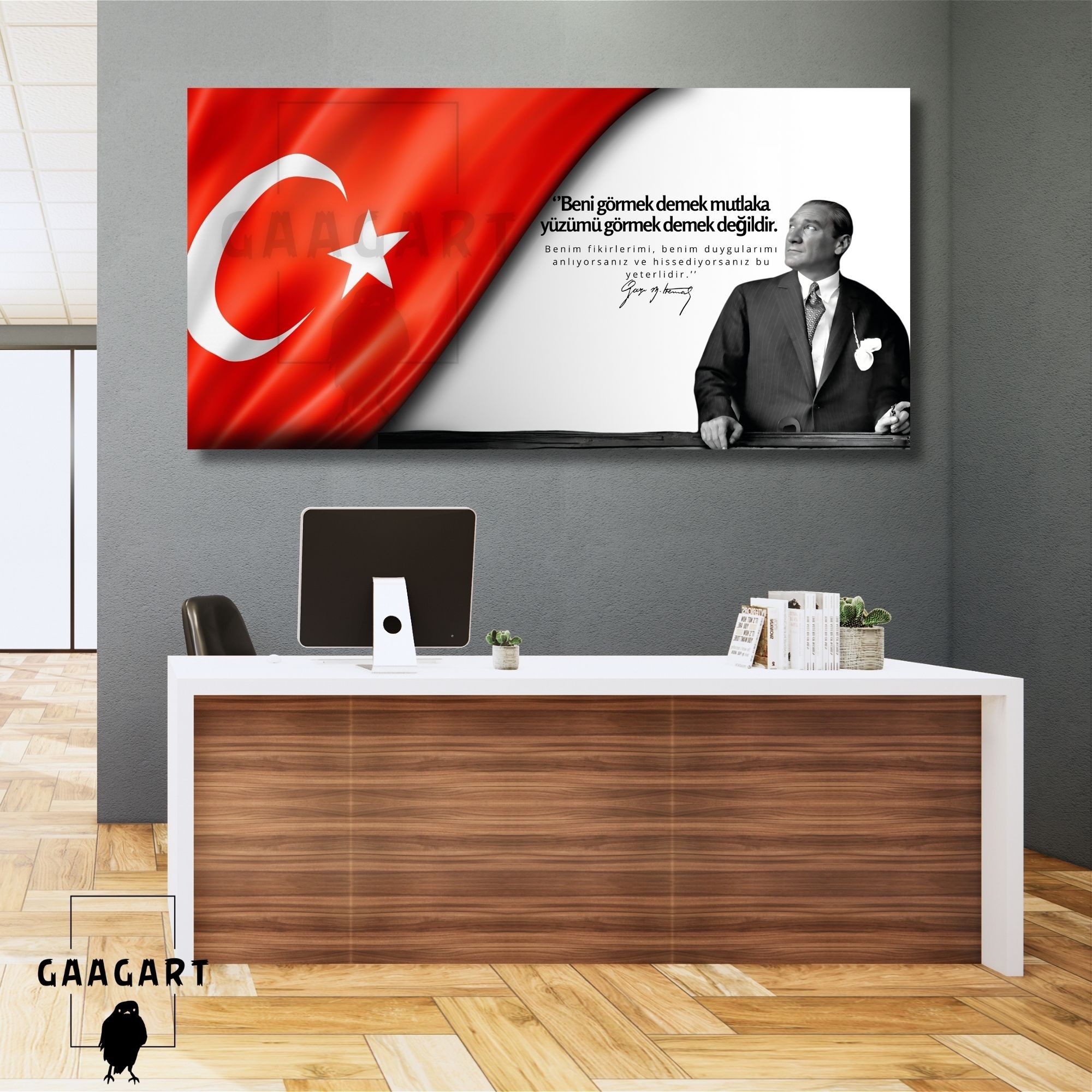 Panoramik Kanvas Makam Panosu Atatürk ve Bayrak Beni görmek demek mutlaka yüzümü görmek demek değildir.