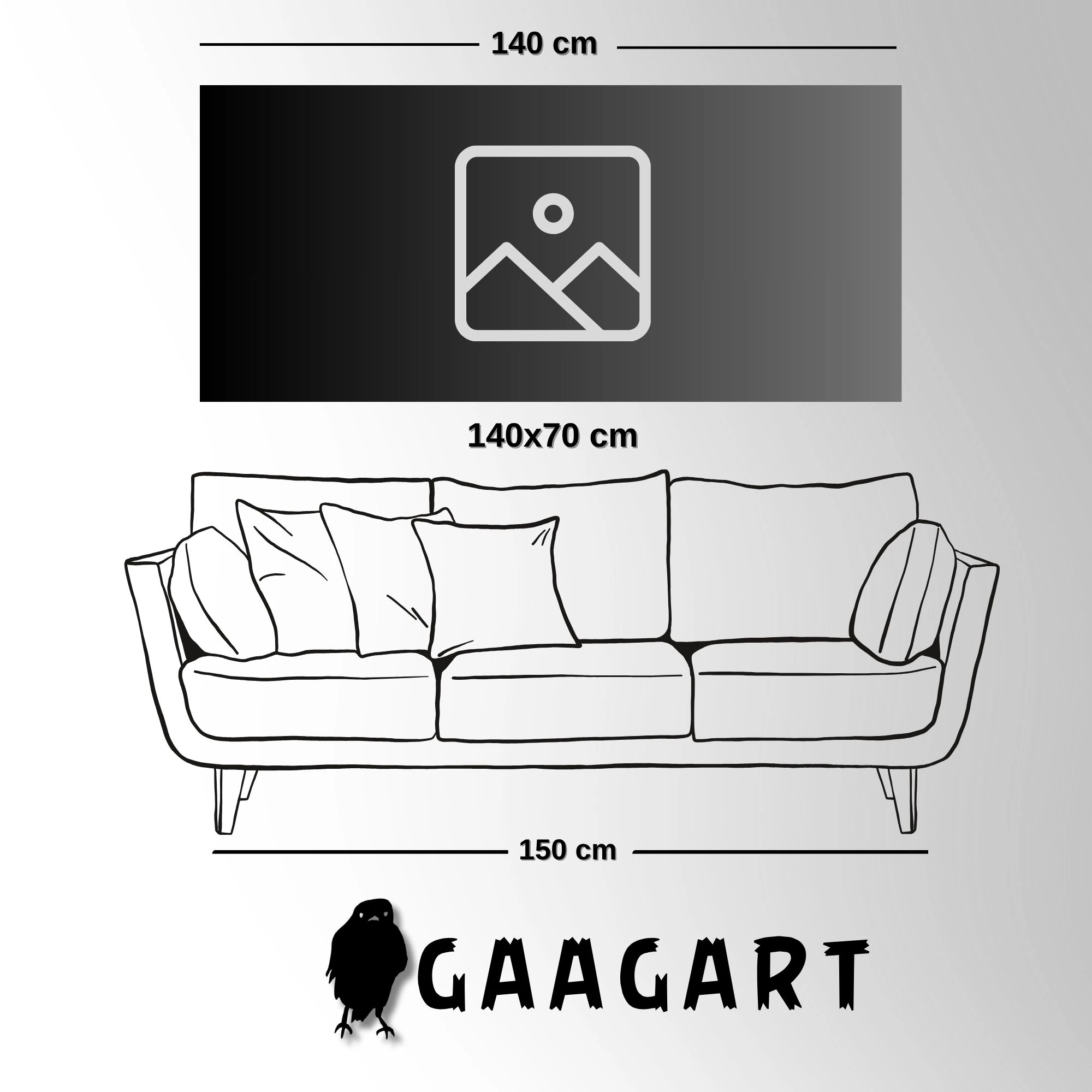 Panoramik Kanvas Kanvas Salon Tablosu Gri Siyah Soyut Desen