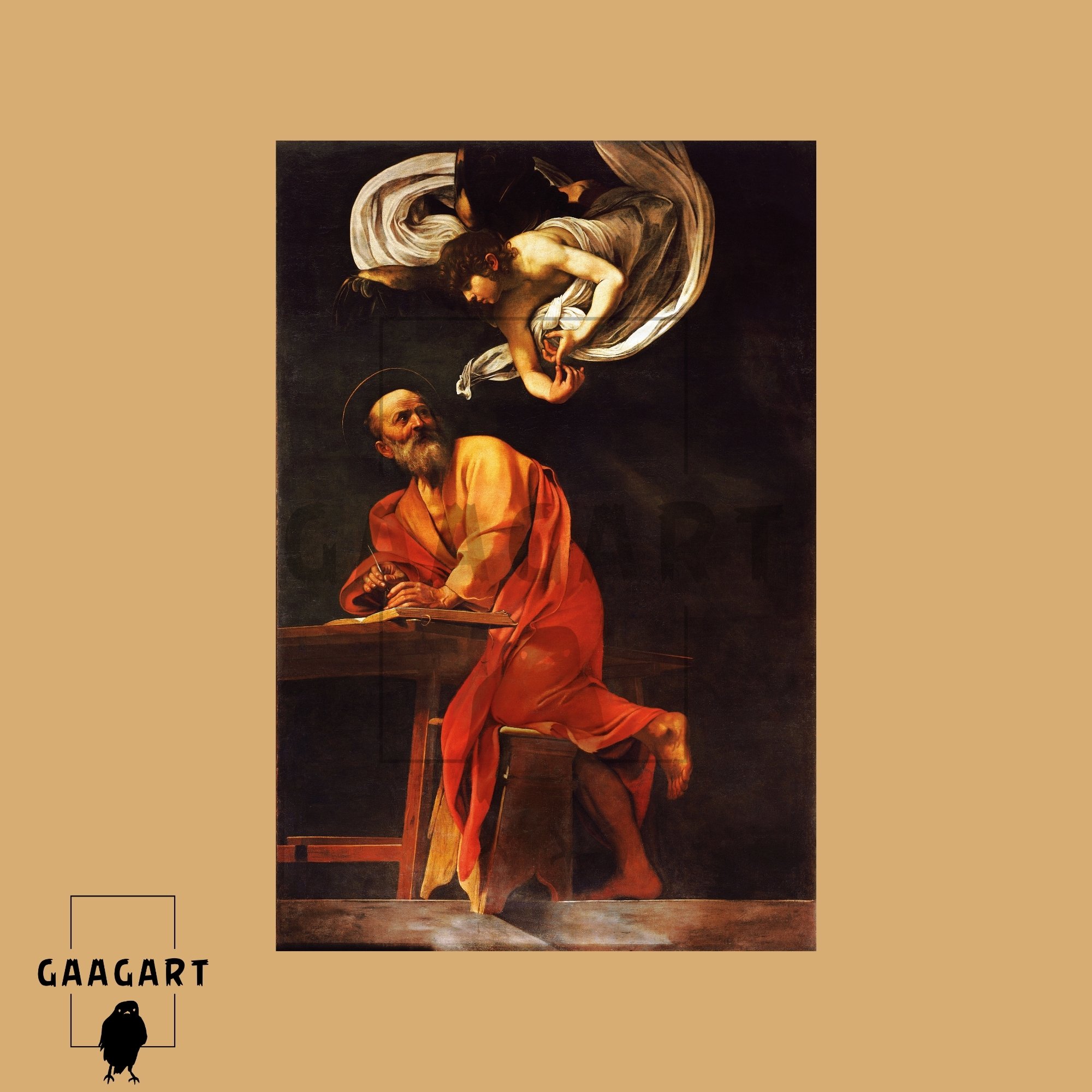 Tekli Dikey Kanvas Tablo Ünlü Eserler Caravaggio Aziz Matta Ve Melek